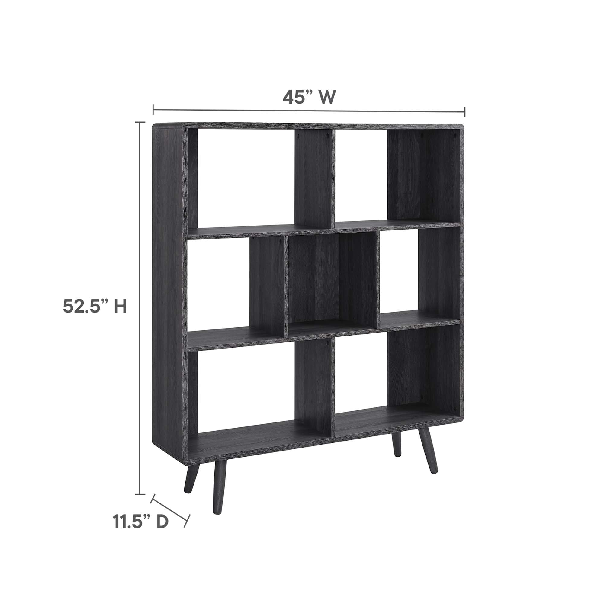 Modway Transmit 7-Shelf Wood Grain Bookcase