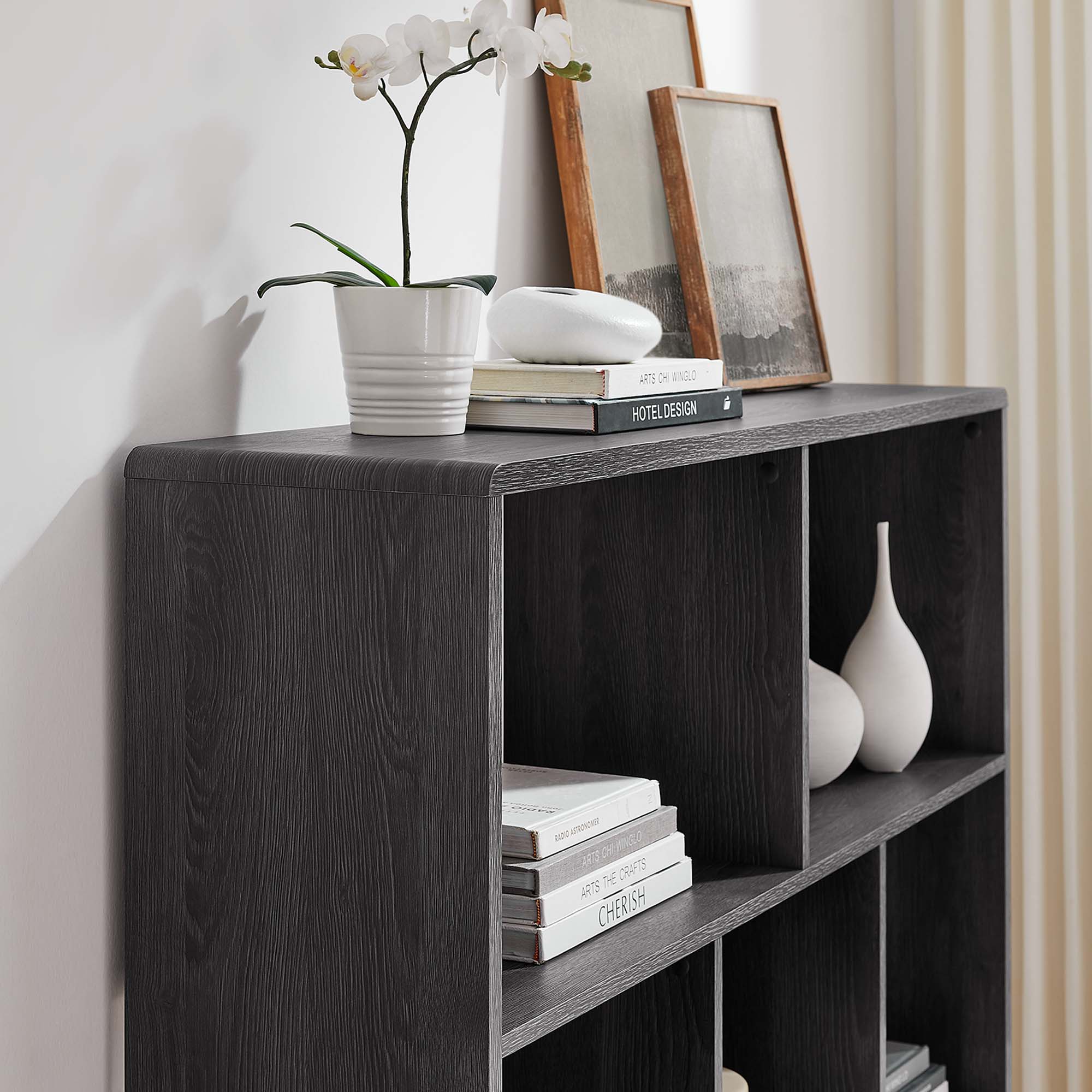 Modway Transmit 7-Shelf Wood Grain Bookcase