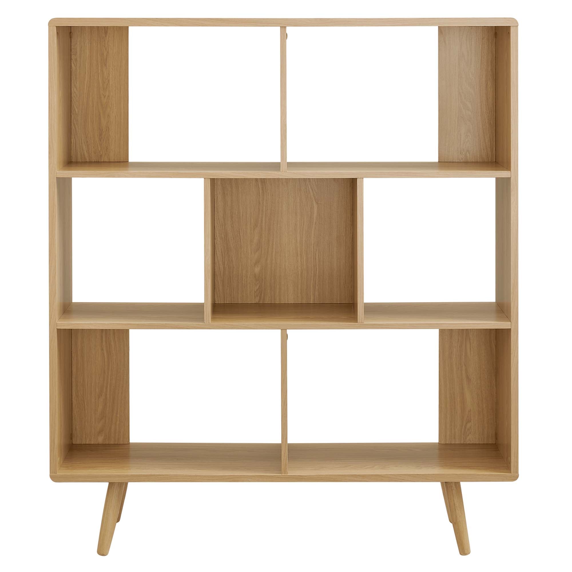 Modway Transmit 7-Shelf Wood Grain Bookcase