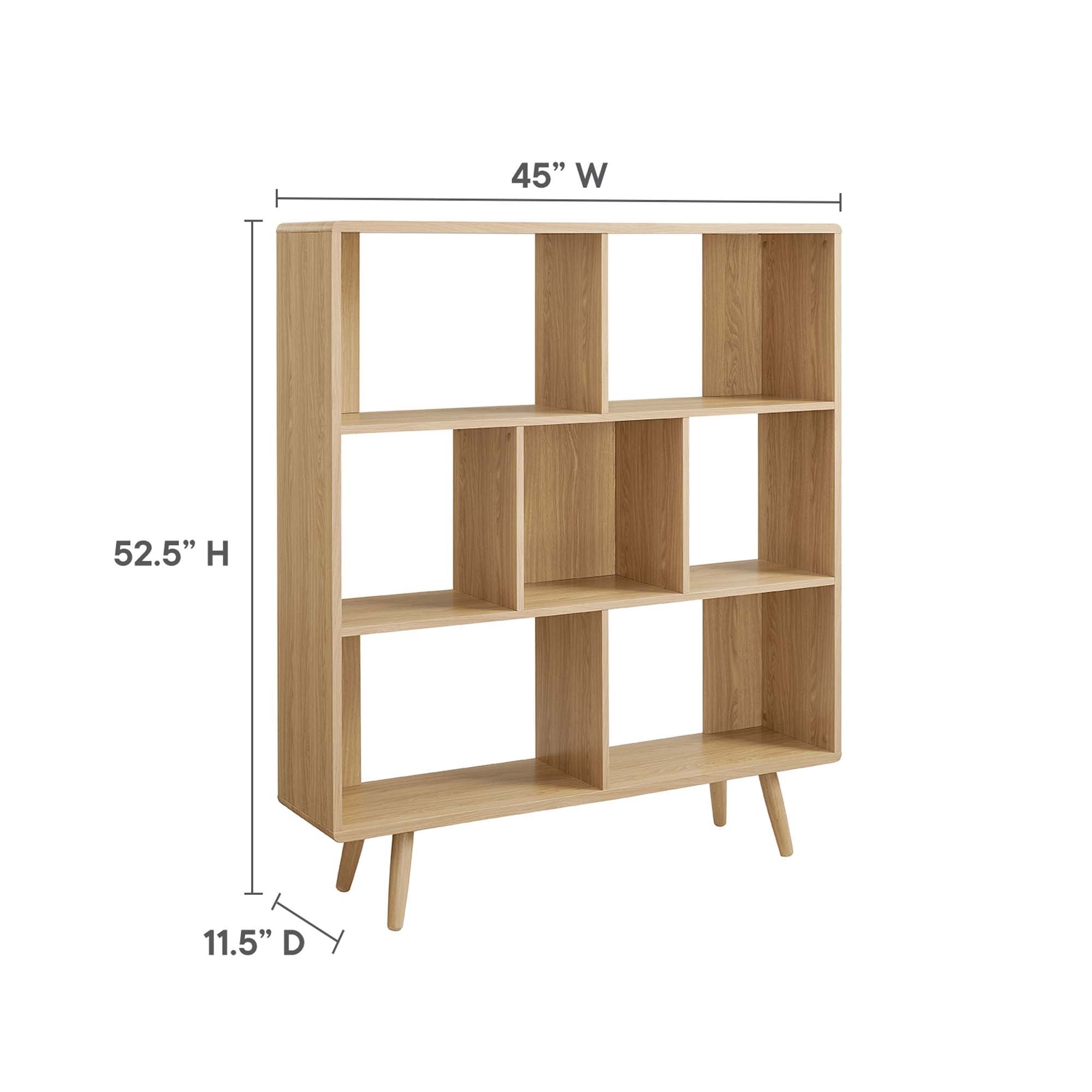 Modway Transmit 7-Shelf Wood Grain Bookcase