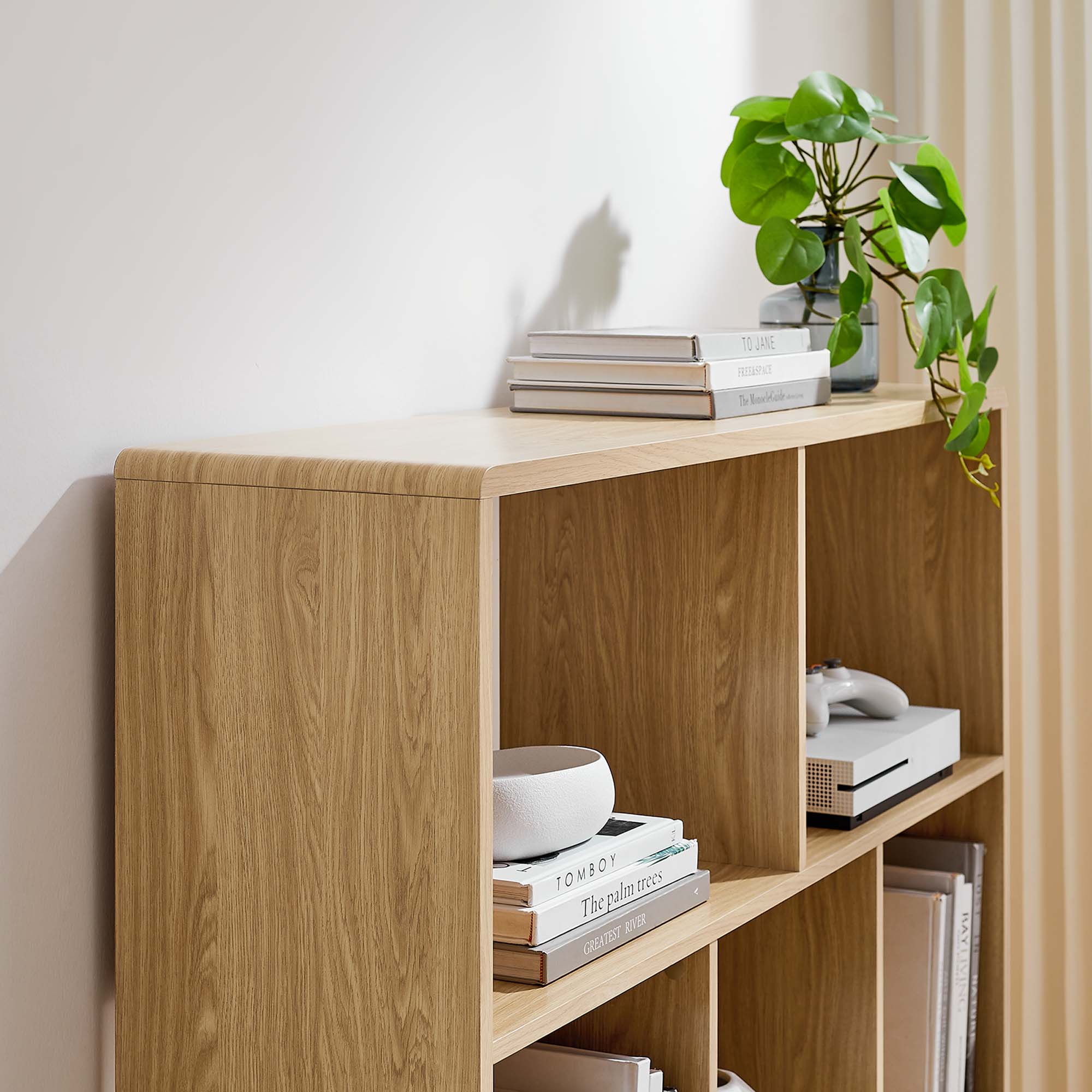 Modway Transmit 7-Shelf Wood Grain Bookcase