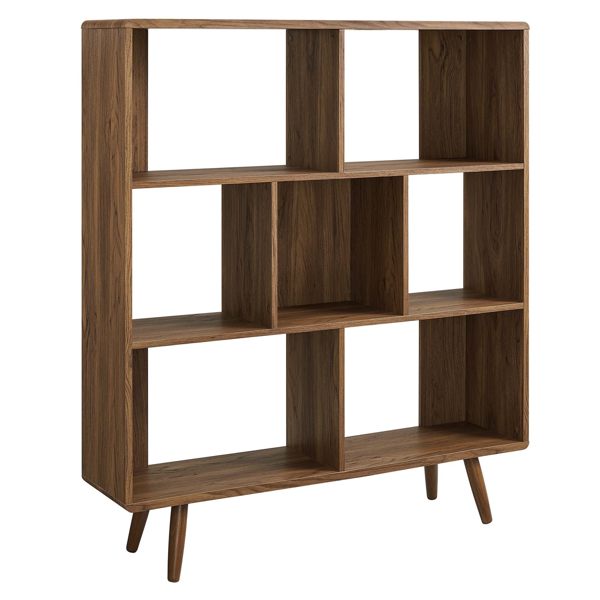Modway Transmit 7-Shelf Wood Grain Bookcase