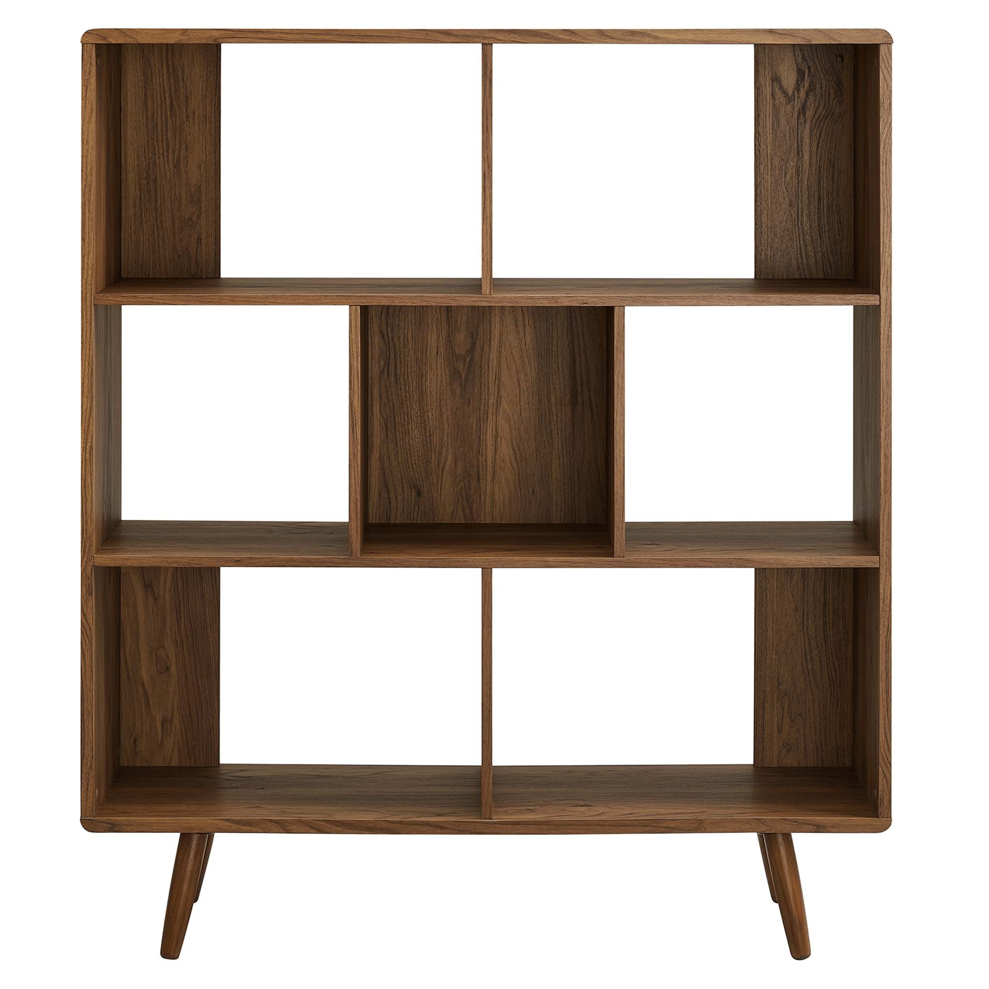 Modway Transmit 7-Shelf Wood Grain Bookcase