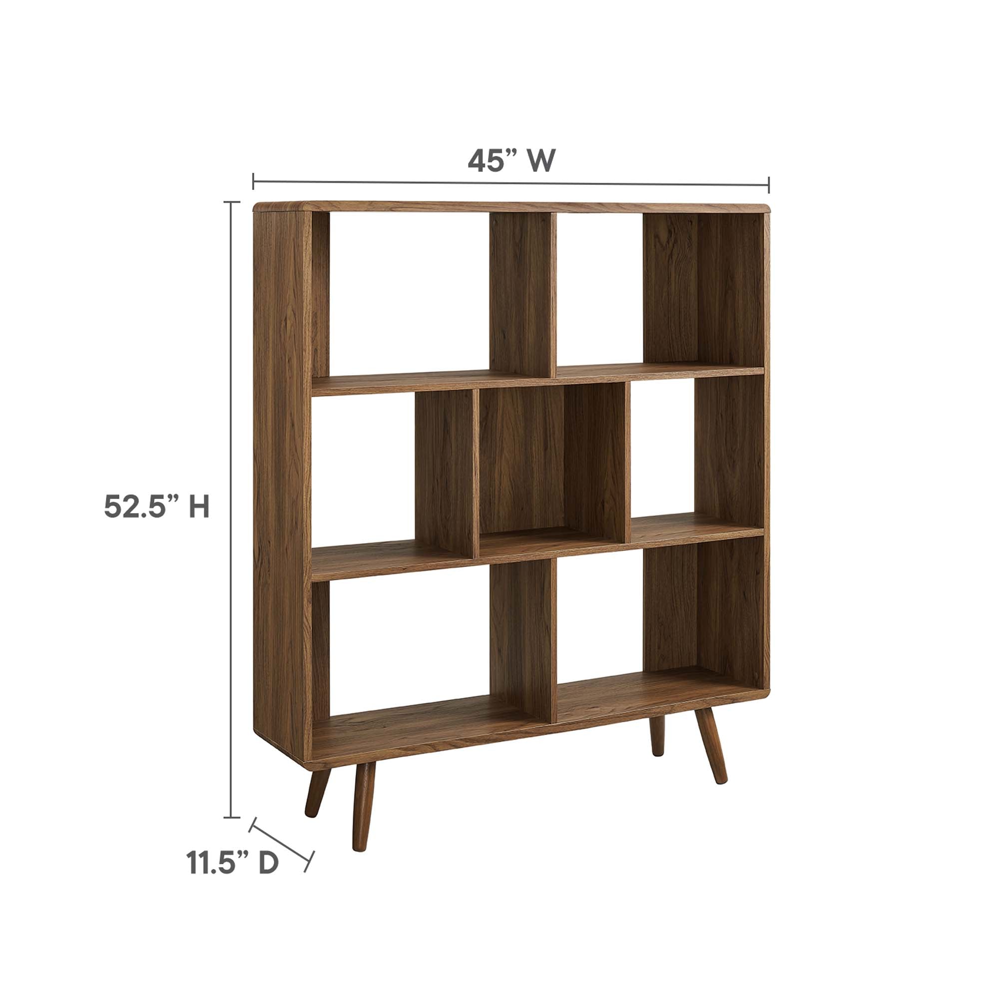 Modway Transmit 7-Shelf Wood Grain Bookcase