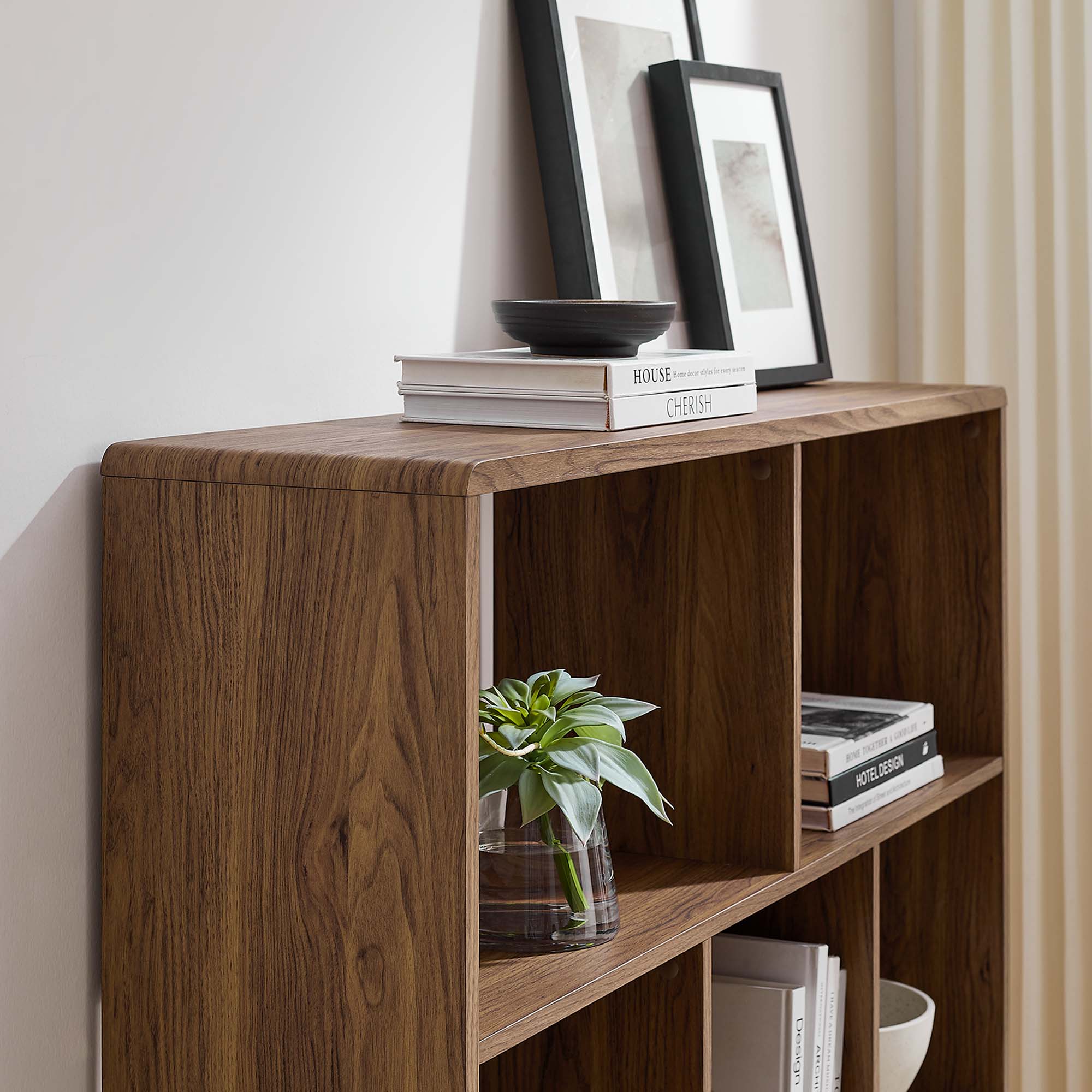Modway Transmit 7-Shelf Wood Grain Bookcase
