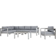 Modway Shore 6 Piece Outdoor Patio Aluminum Sectional Sofa Set