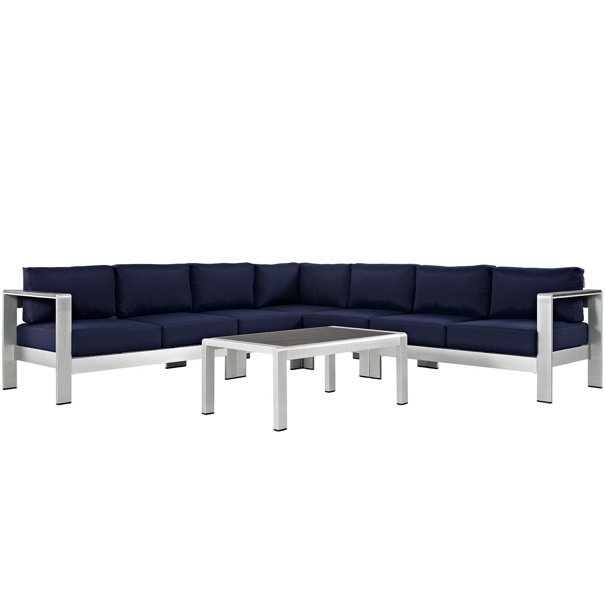 Modway Shore 6 Piece Outdoor Patio Aluminum Sectional Sofa Set