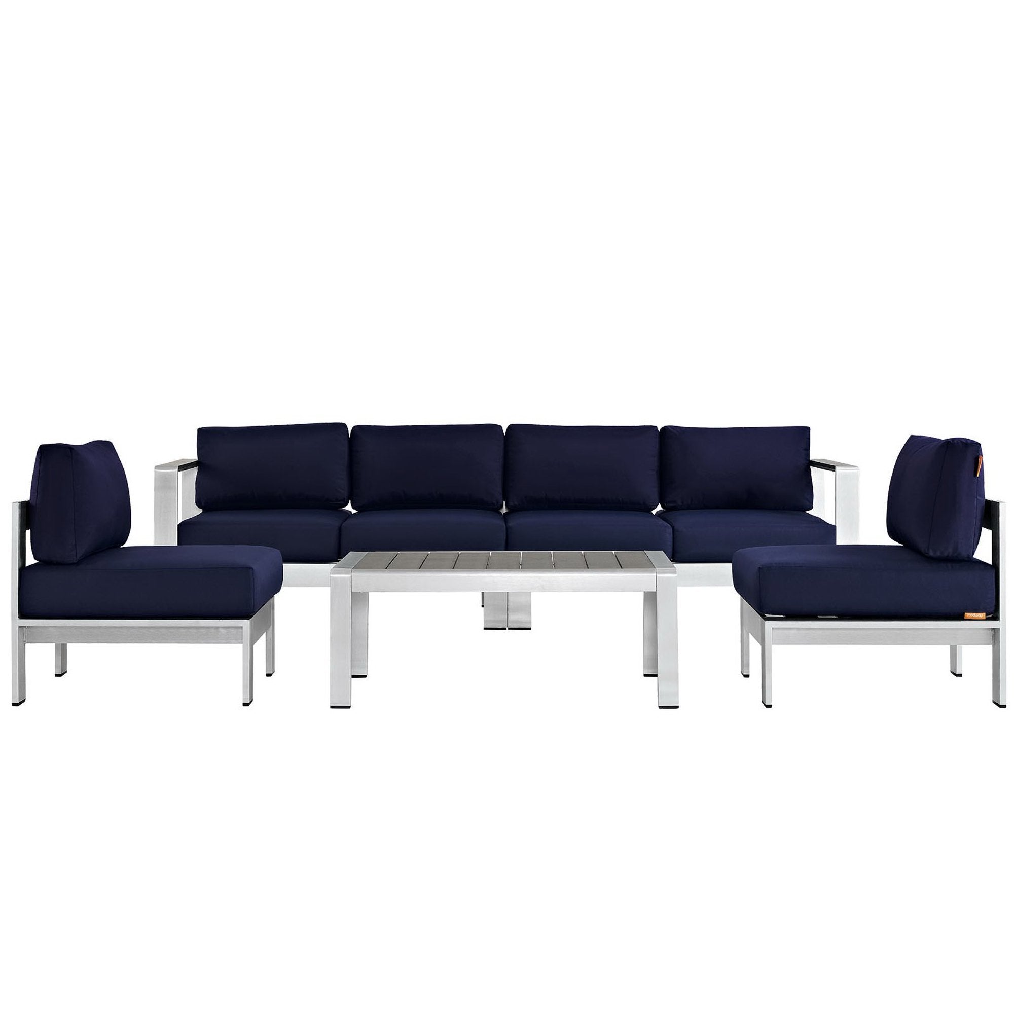 Modway Shore 5 Piece Outdoor Patio Aluminum Sectional Sofa Set