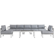 Modway Shore 6 Piece Outdoor Patio Aluminum Sectional Sofa Set