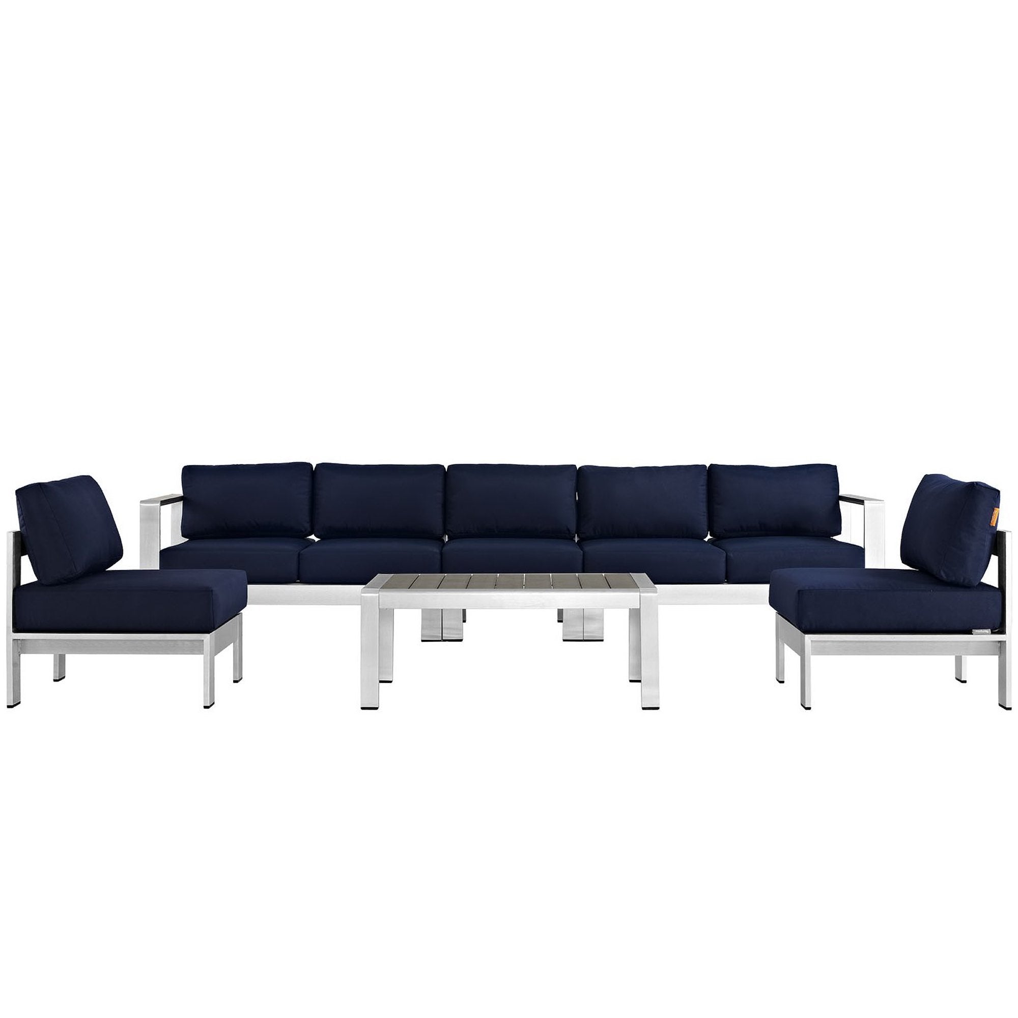 Modway Shore 6 Piece Outdoor Patio Aluminum Sectional Sofa Set