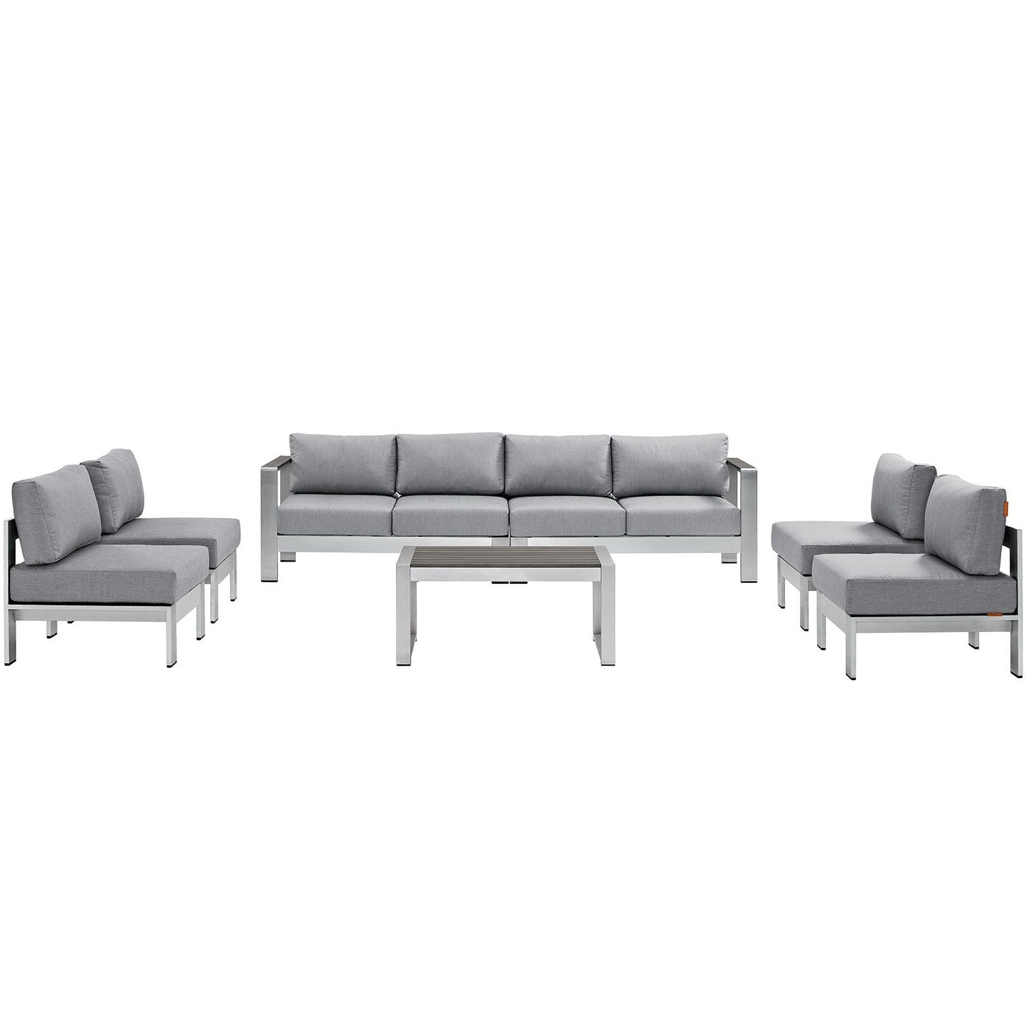 Modway Shore 7 Piece Outdoor Patio Sectional Sofa Set