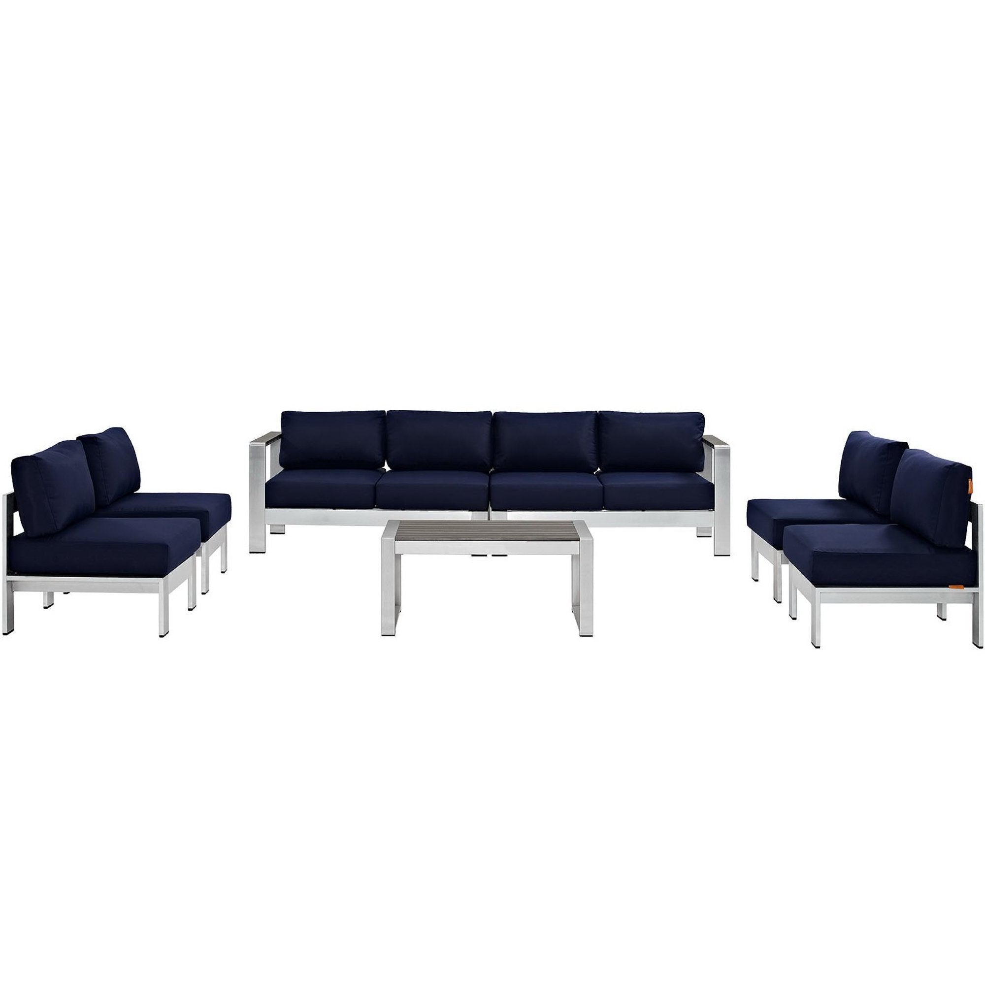 Modway Shore 7 Piece Outdoor Patio Sectional Sofa Set