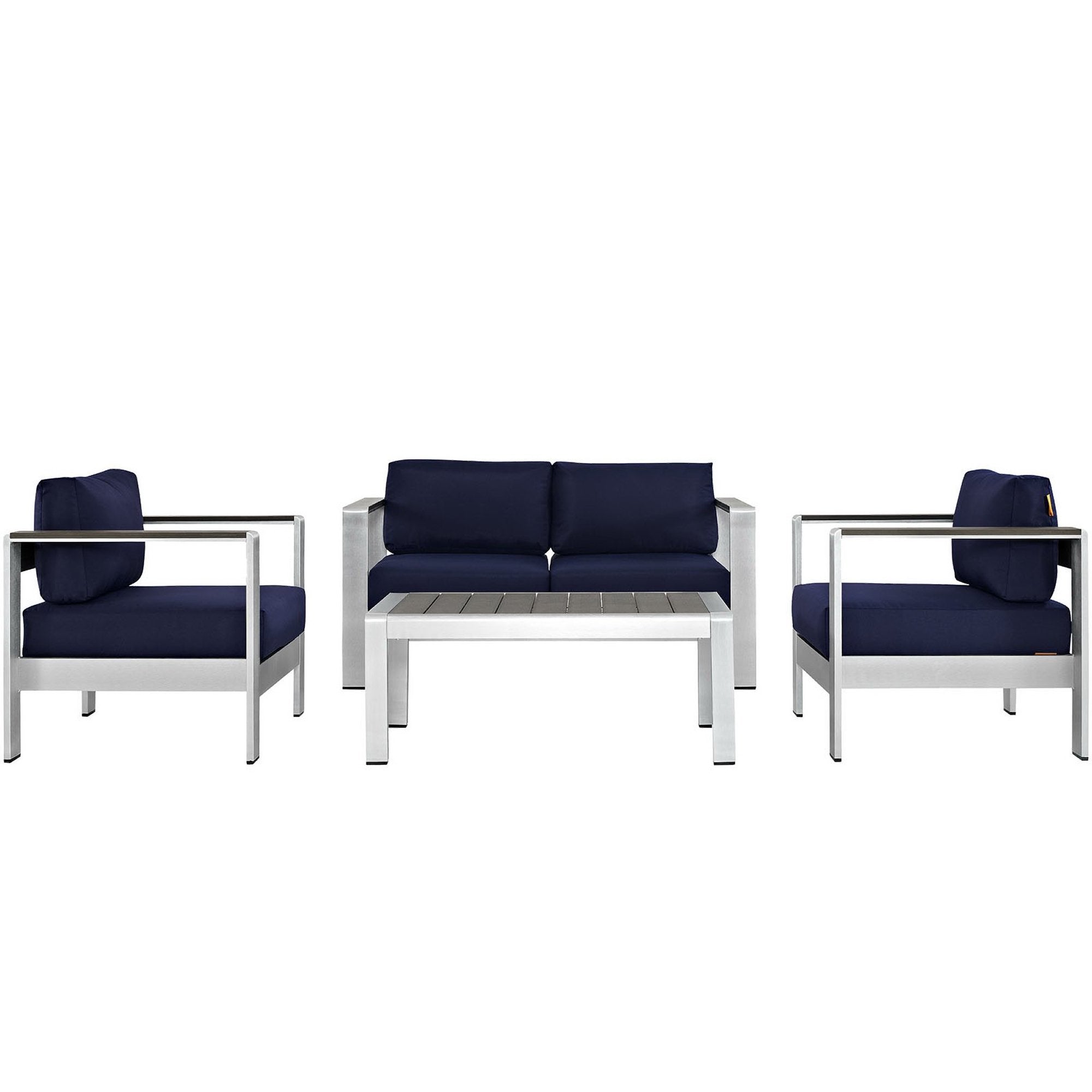 Modway Shore 4 Piece Outdoor Patio Aluminum Sectional Sofa Set