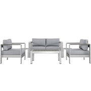 Modway Shore 6 Piece Outdoor Patio Aluminum Sectional Sofa Set