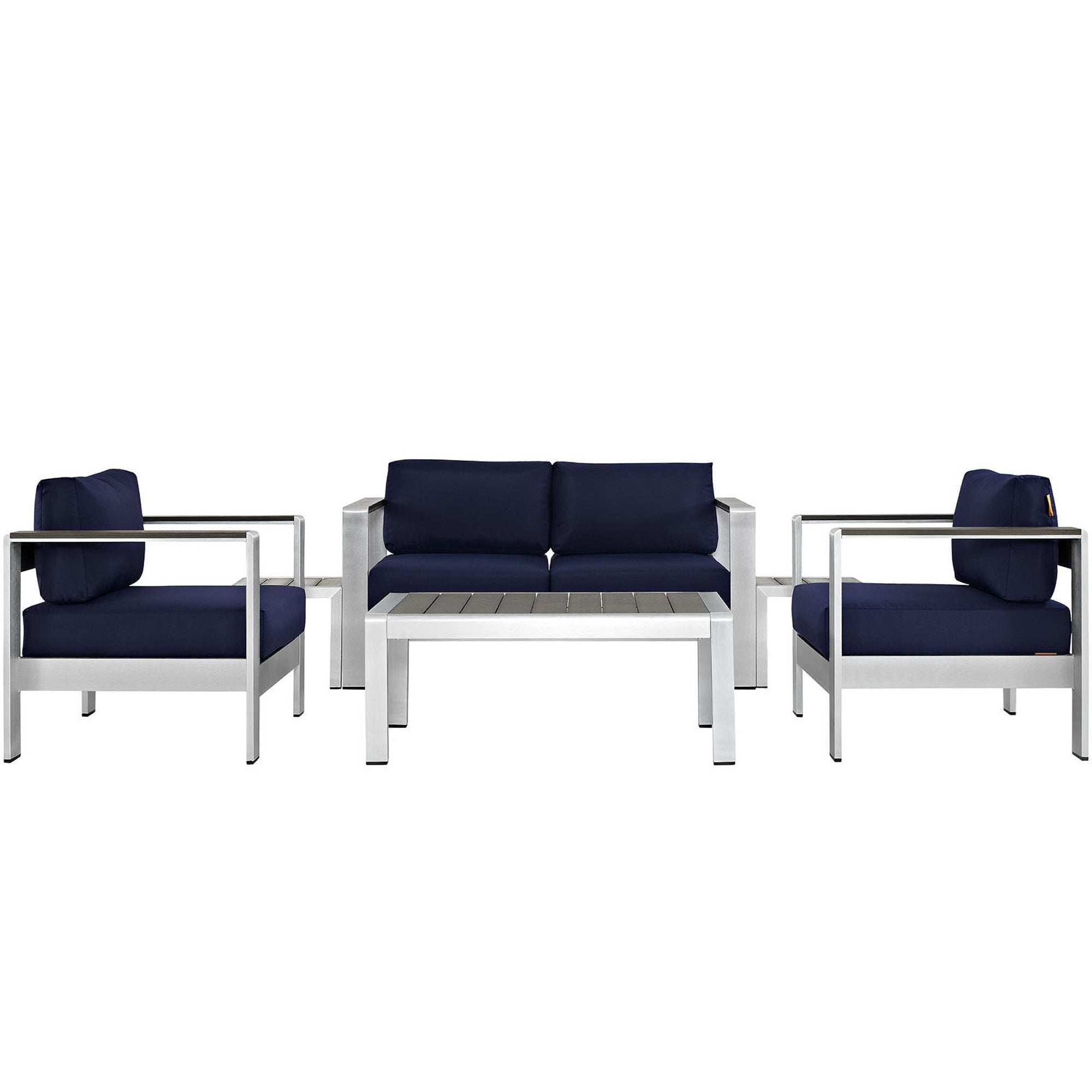 Modway Shore 6 Piece Outdoor Patio Aluminum Sectional Sofa Set