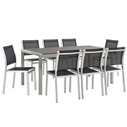 Modway Shore 9 Piece Outdoor Patio Aluminum Dining Set