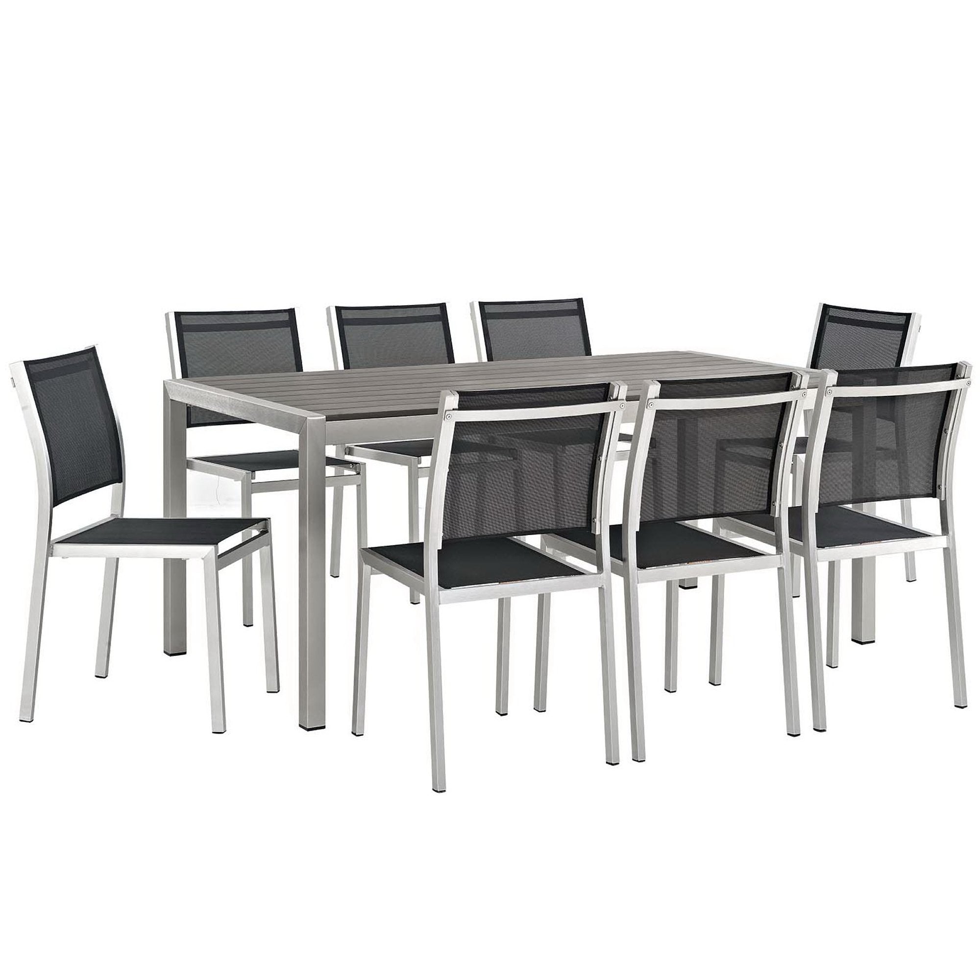 Modway Shore 9 Piece Outdoor Patio Aluminum Dining Set