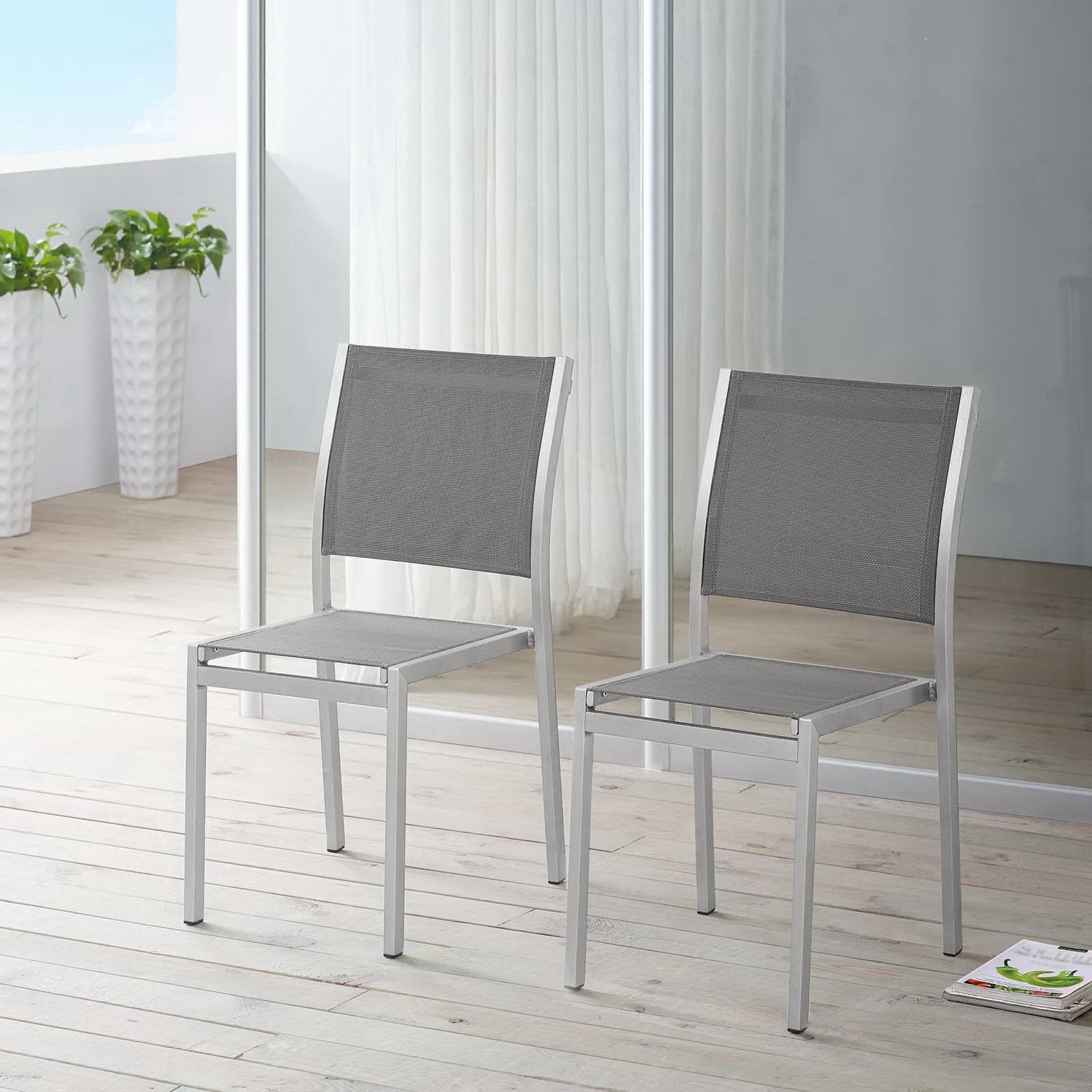Modway Shore Outdoor Patio Aluminum Side Chair Set of 2