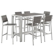 Modway Shore 7 Piece Outdoor Patio Aluminum Dining Set