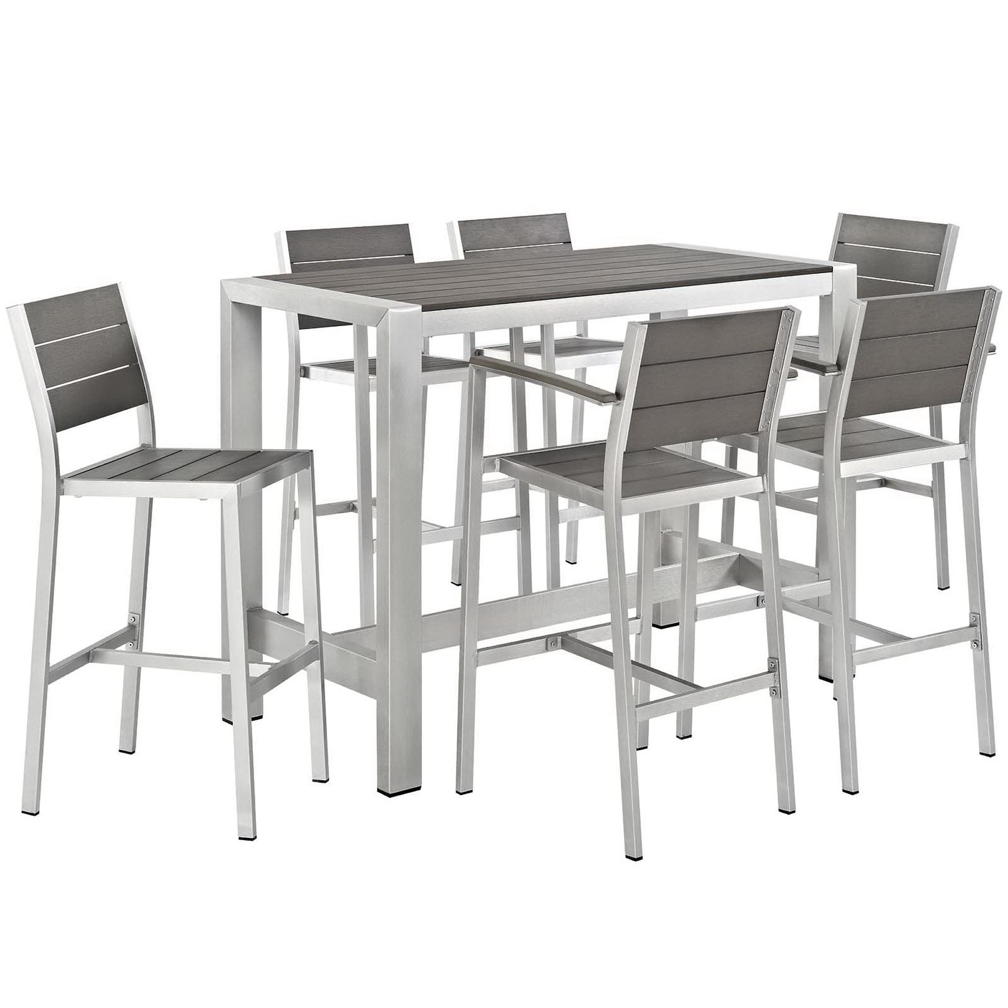 Modway Shore 7 Piece Outdoor Patio Aluminum Dining Set