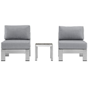 Modway Shore 3 Piece Outdoor Patio Aluminum Sectional Sofa Set