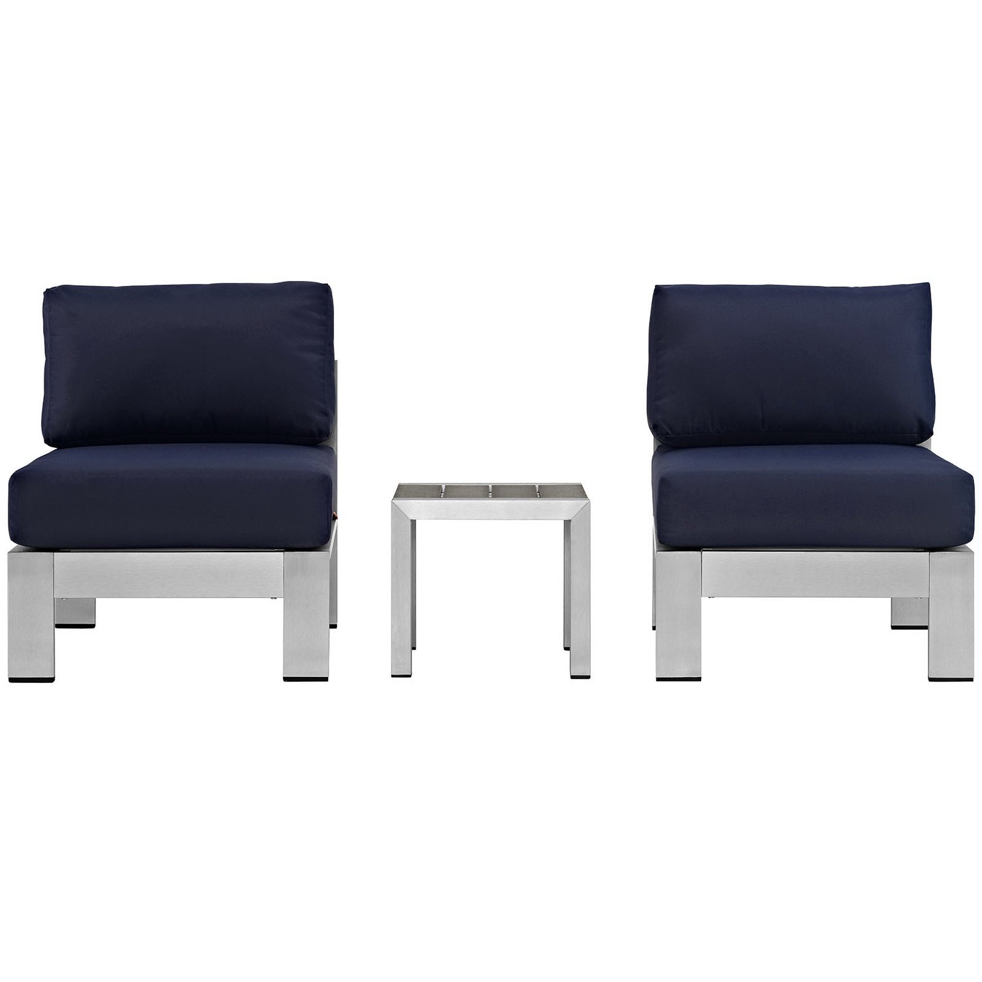 Modway Shore 3 Piece Outdoor Patio Aluminum Sectional Sofa Set