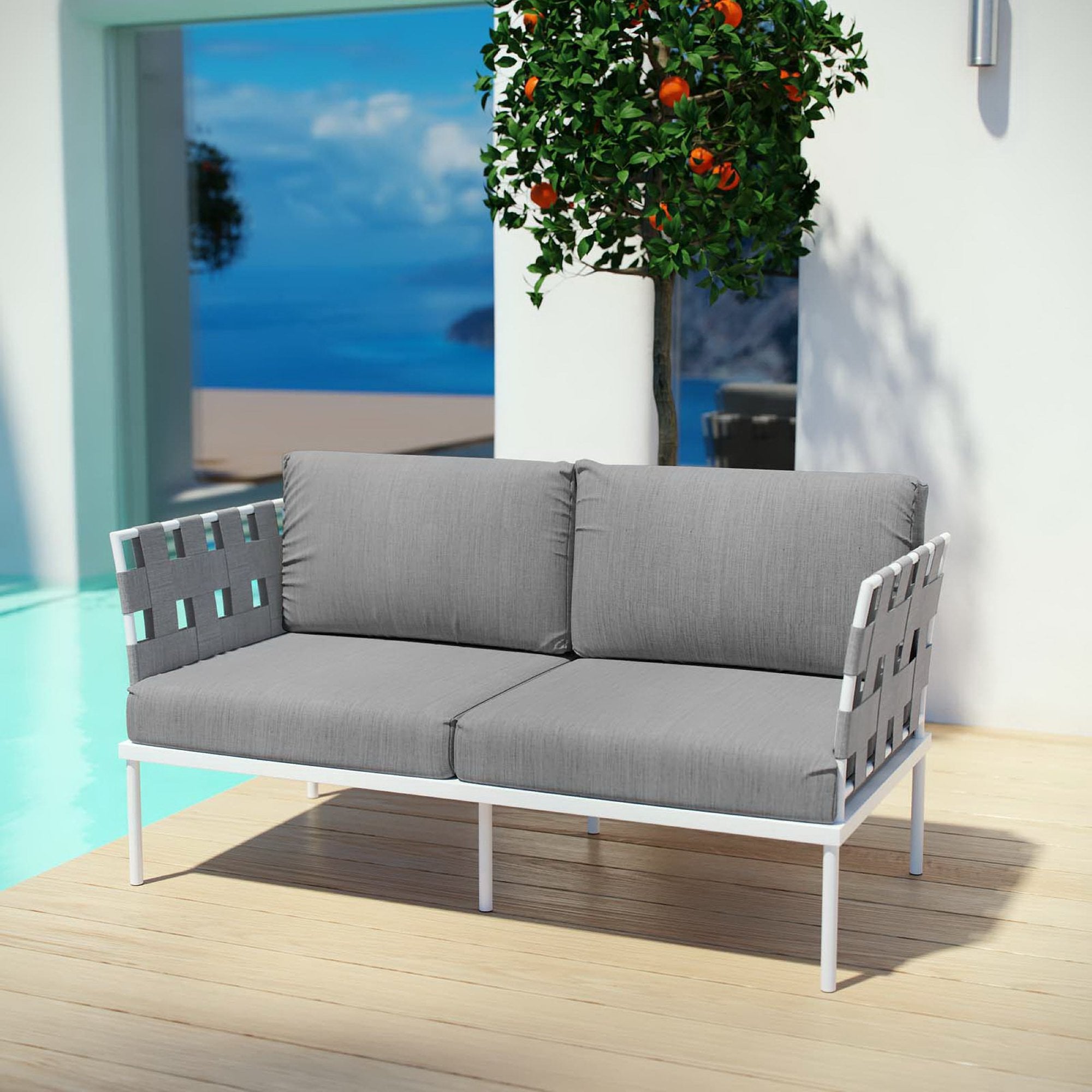 Modway Harmony Outdoor Patio Aluminum Loveseat