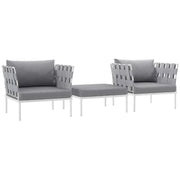 Modway Harmony 3 Piece Outdoor Patio Aluminum Sectional Sofa Set