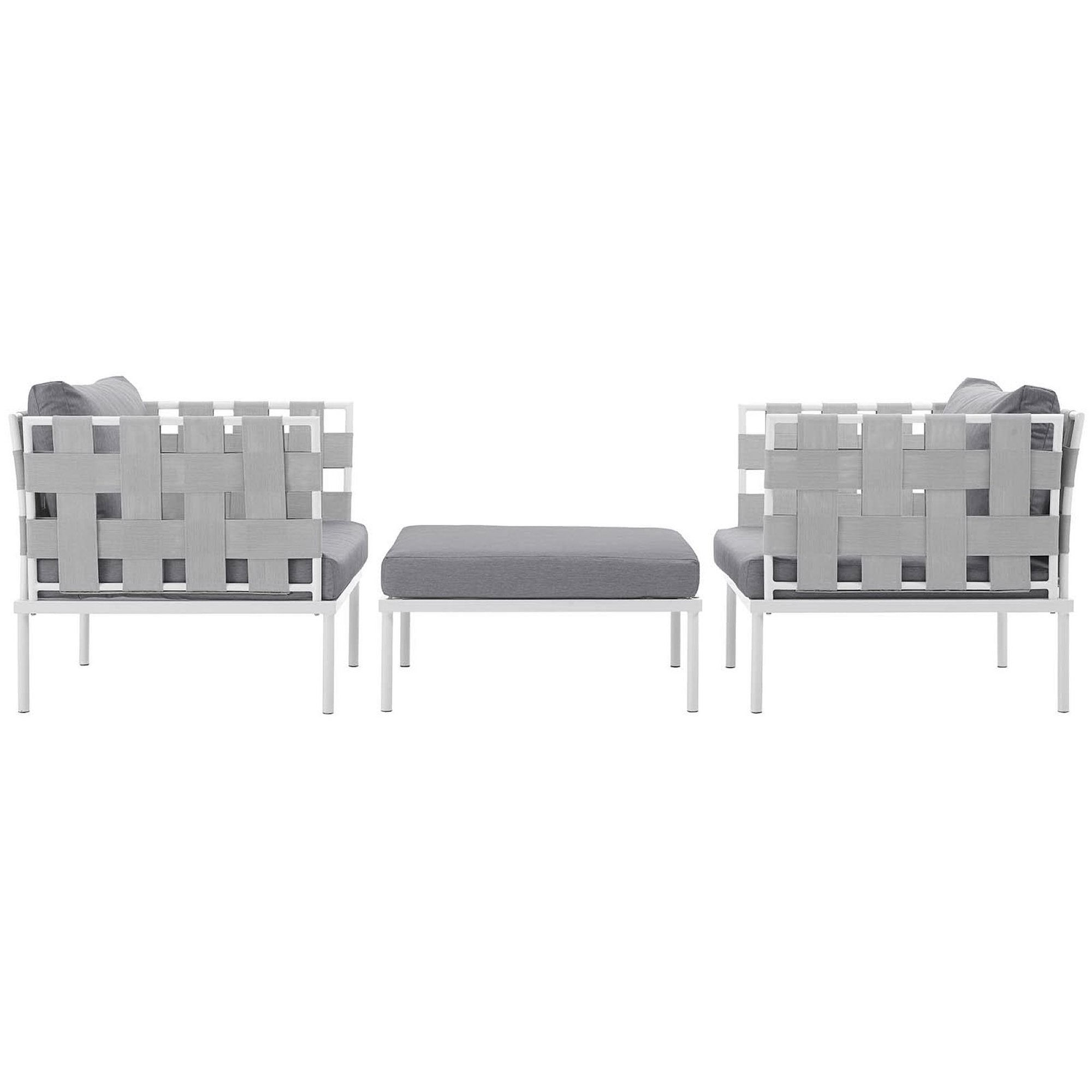 Modway Harmony 3 Piece Outdoor Patio Aluminum Sectional Sofa Set