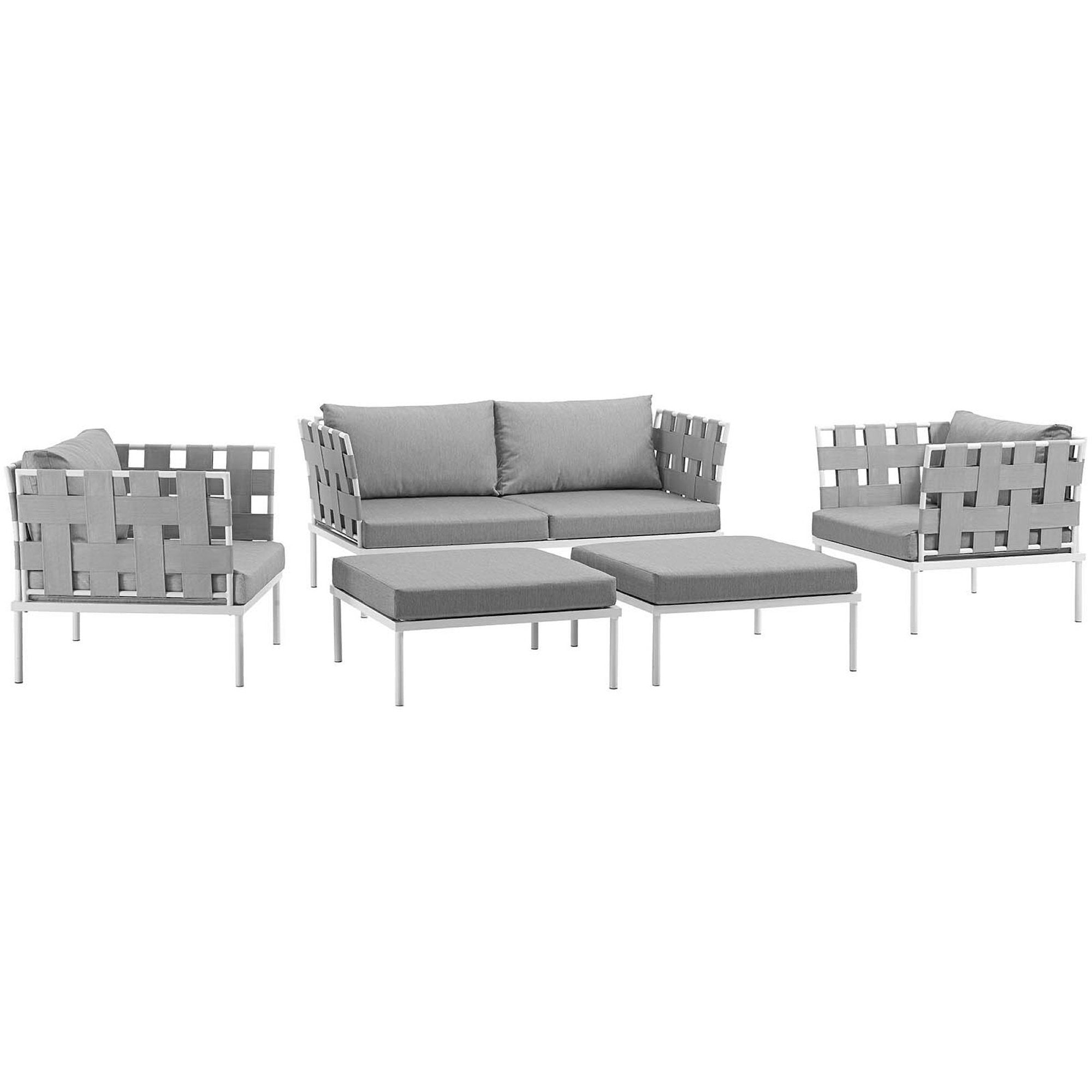 Modway Harmony 5 Piece Outdoor Patio Aluminum Sectional Sofa Set