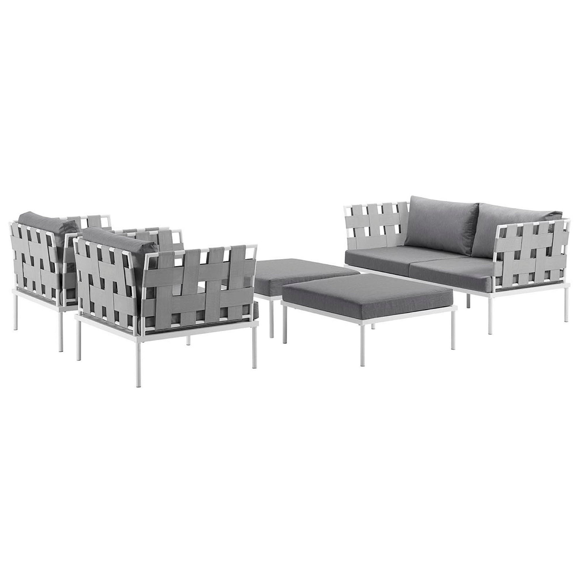 Modway Harmony 5 Piece Outdoor Patio Aluminum Sectional Sofa Set
