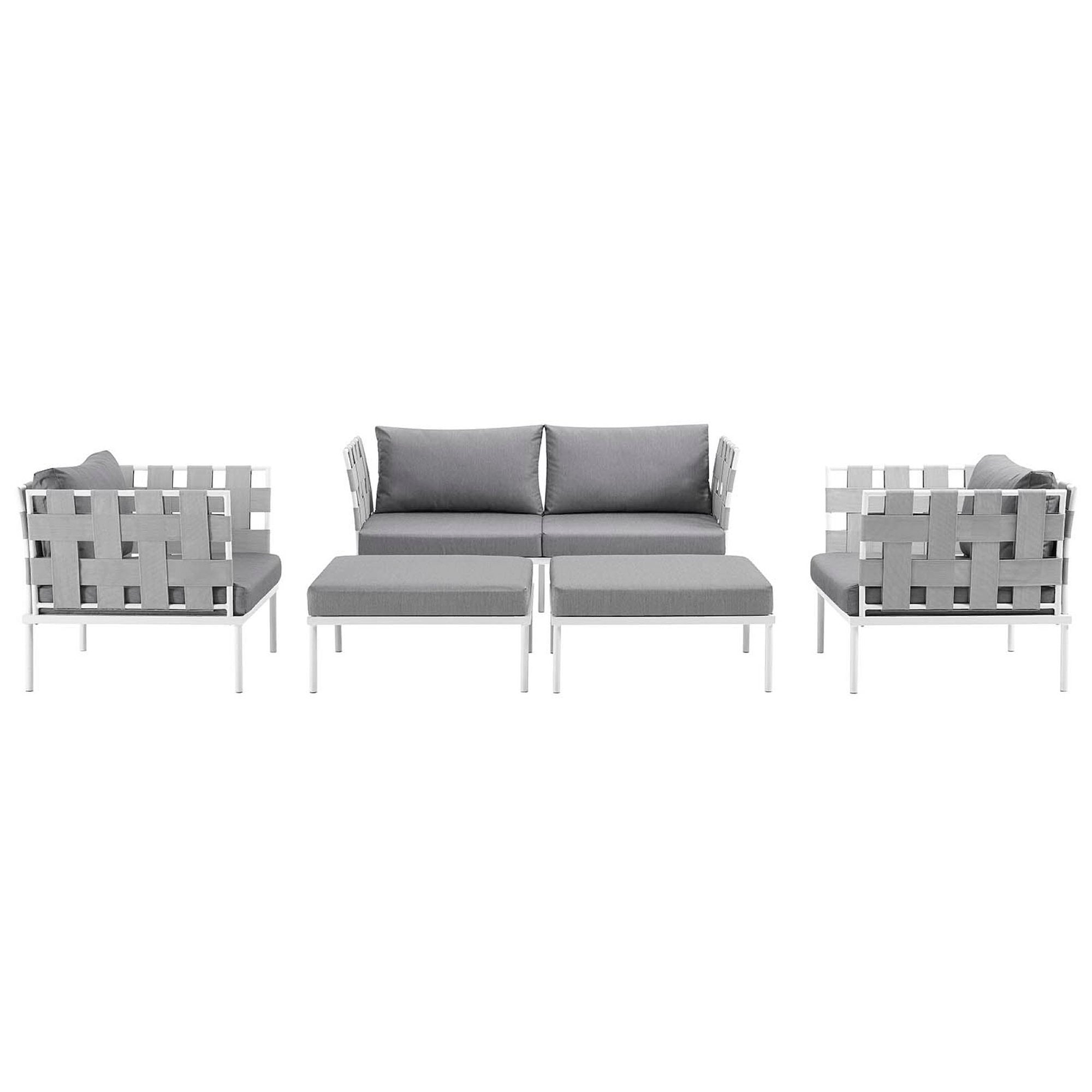 Modway Harmony 5 Piece Outdoor Patio Aluminum Sectional Sofa Set