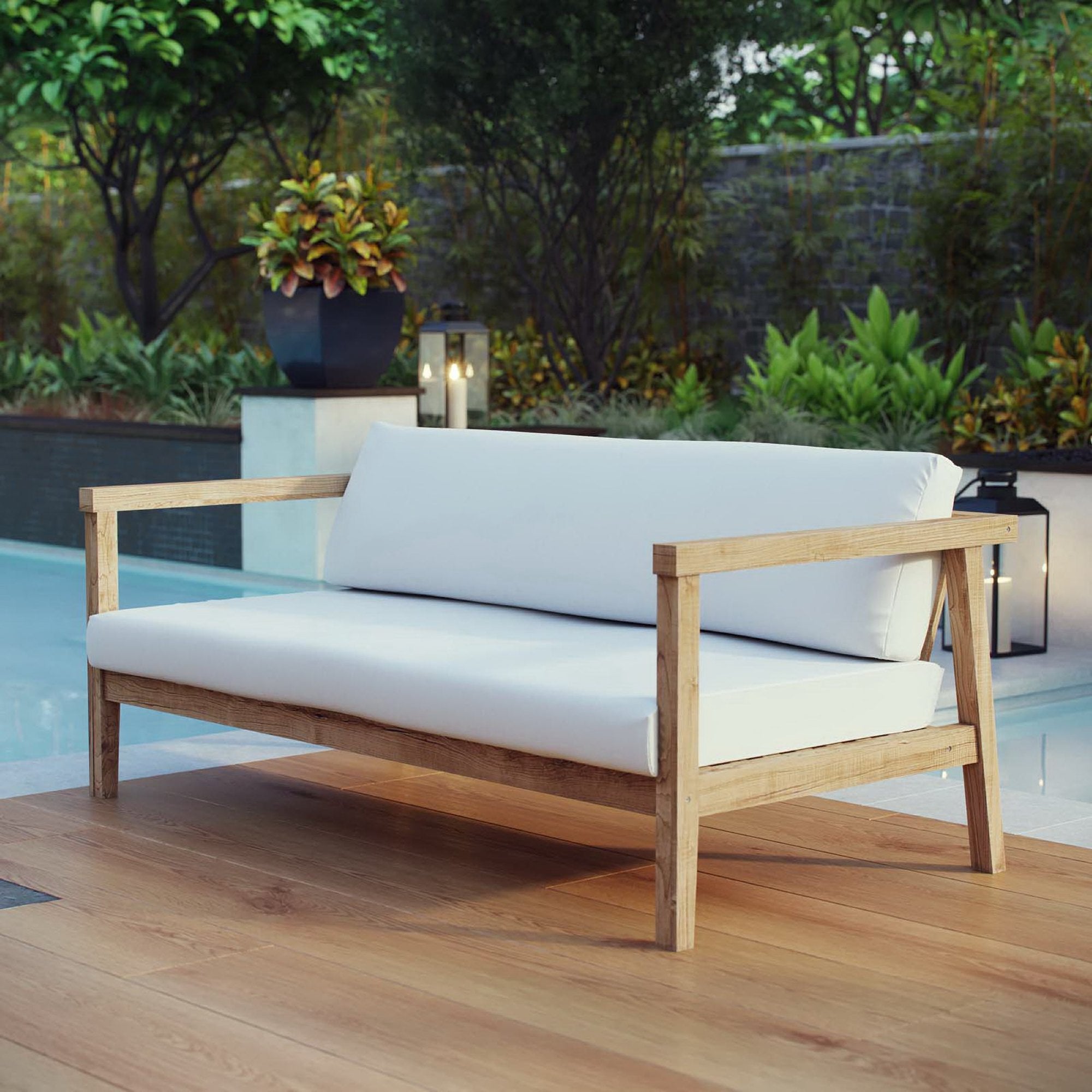 Modway Bayport Outdoor Patio Teak Sofa