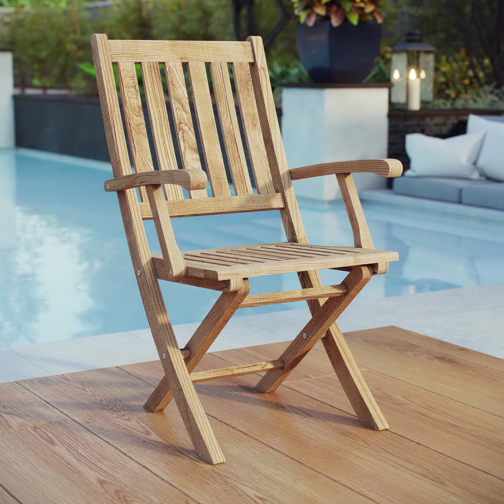 Modway Marina Outdoor Patio Teak Folding Chair