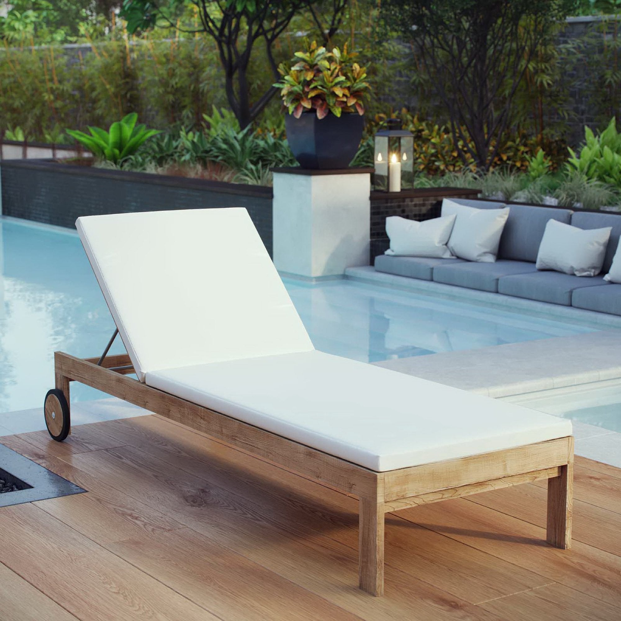 Modway Upland Outdoor Patio Teak Chaise