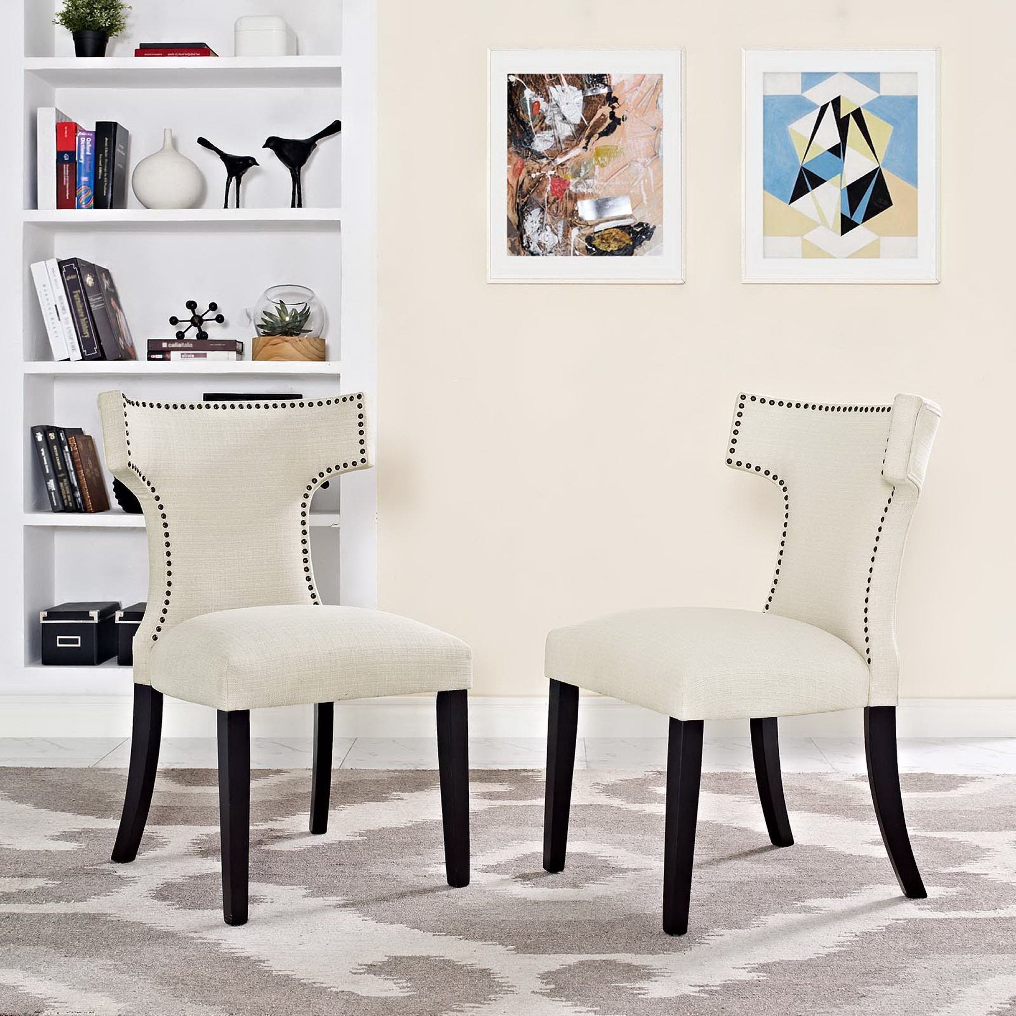 Modway Curve Fabric Dining Side Chair Set of 2