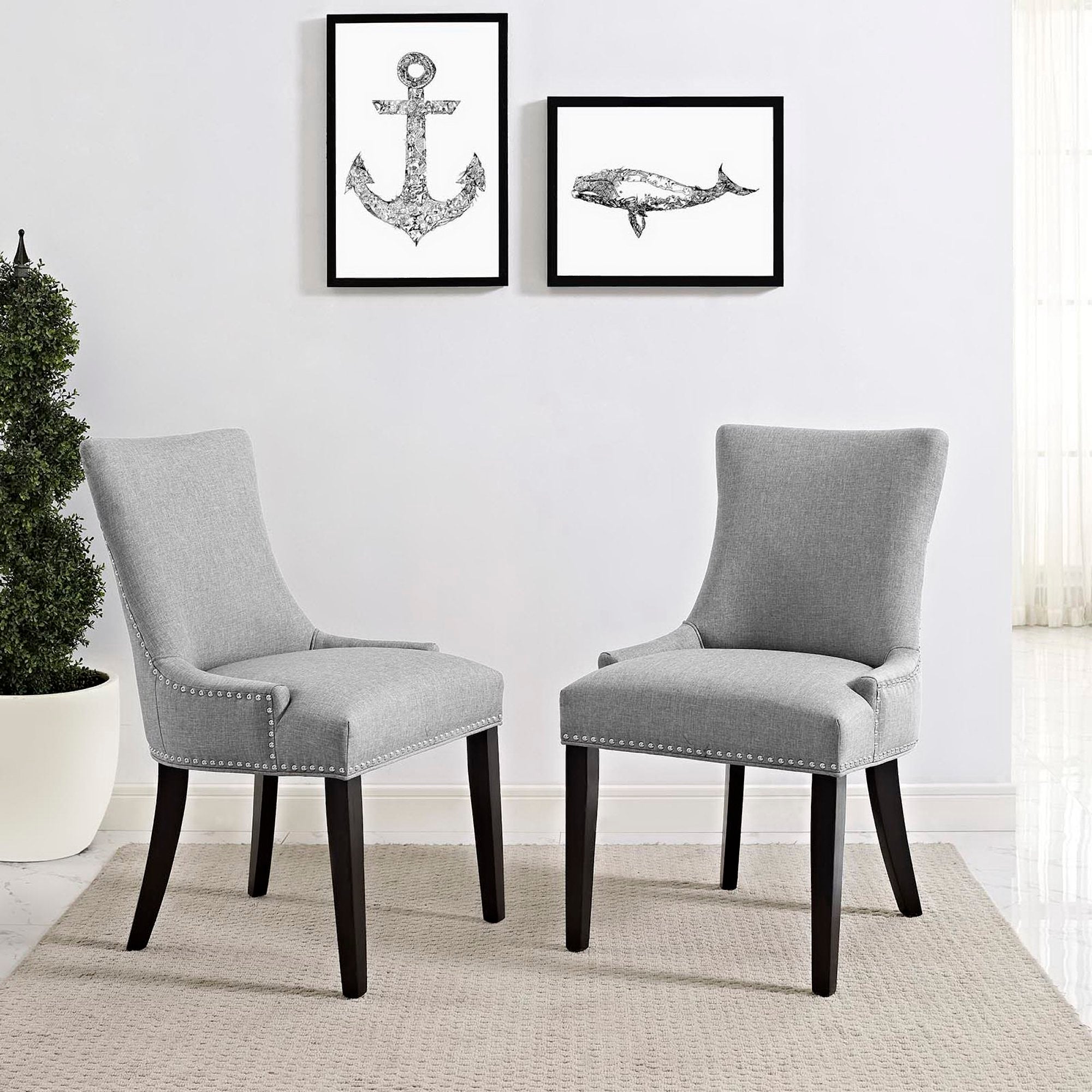 Modway Marquis Fabric Dining Side Chair Set of 2