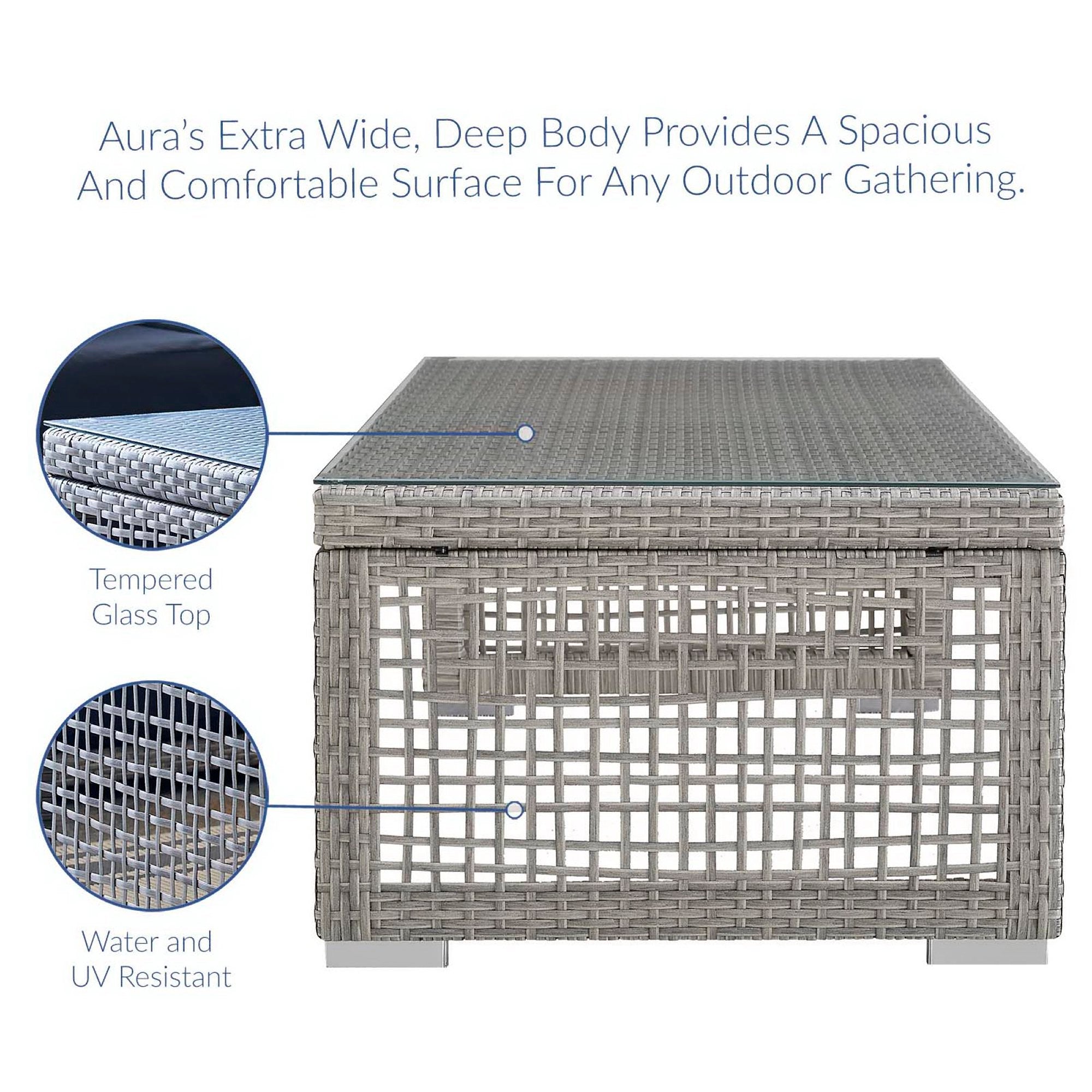 Modway Aura Rattan Outdoor Patio Coffee Table