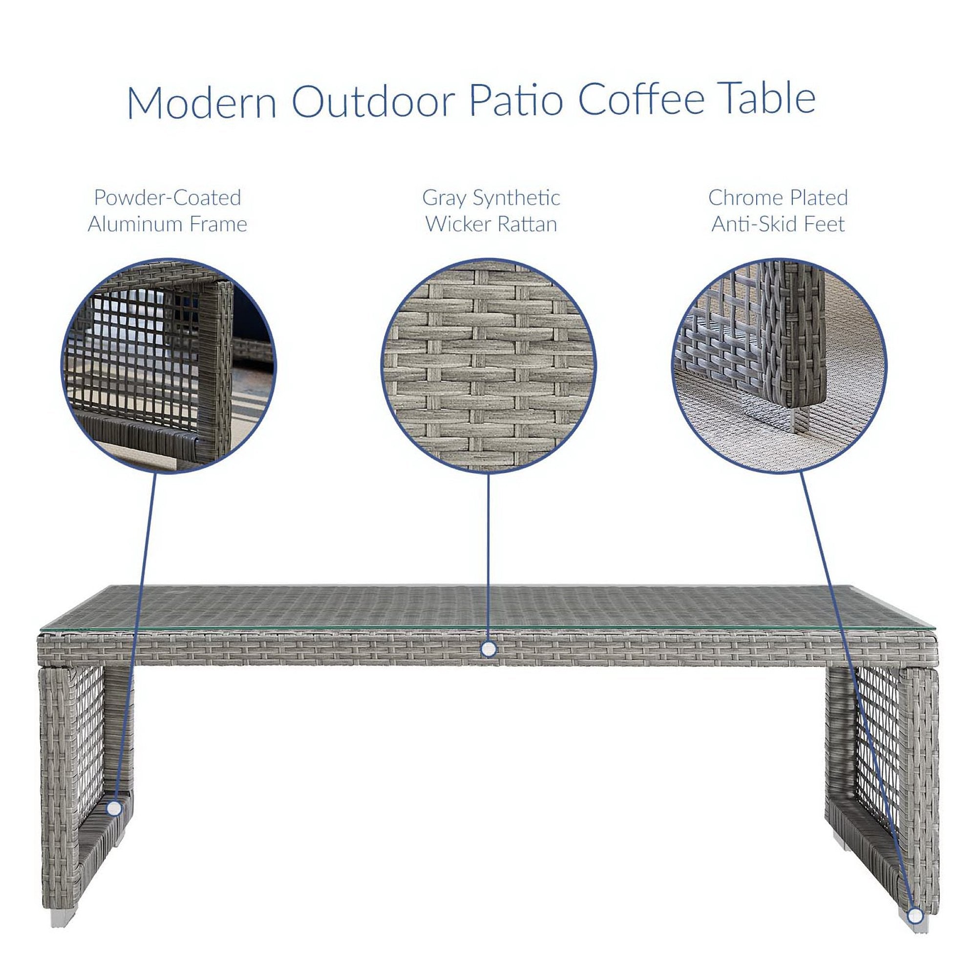 Modway Aura Rattan Outdoor Patio Coffee Table