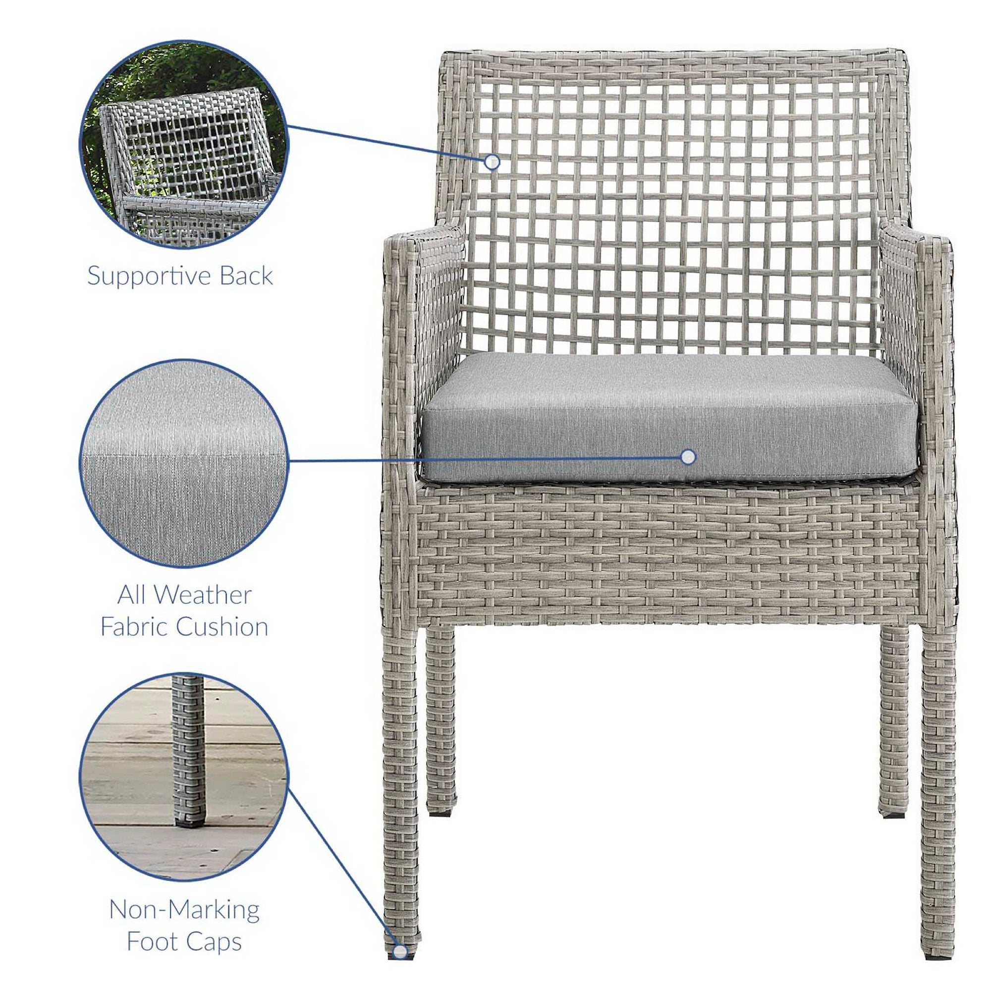Modway Aura 7 Piece Outdoor Patio Wicker Rattan Set