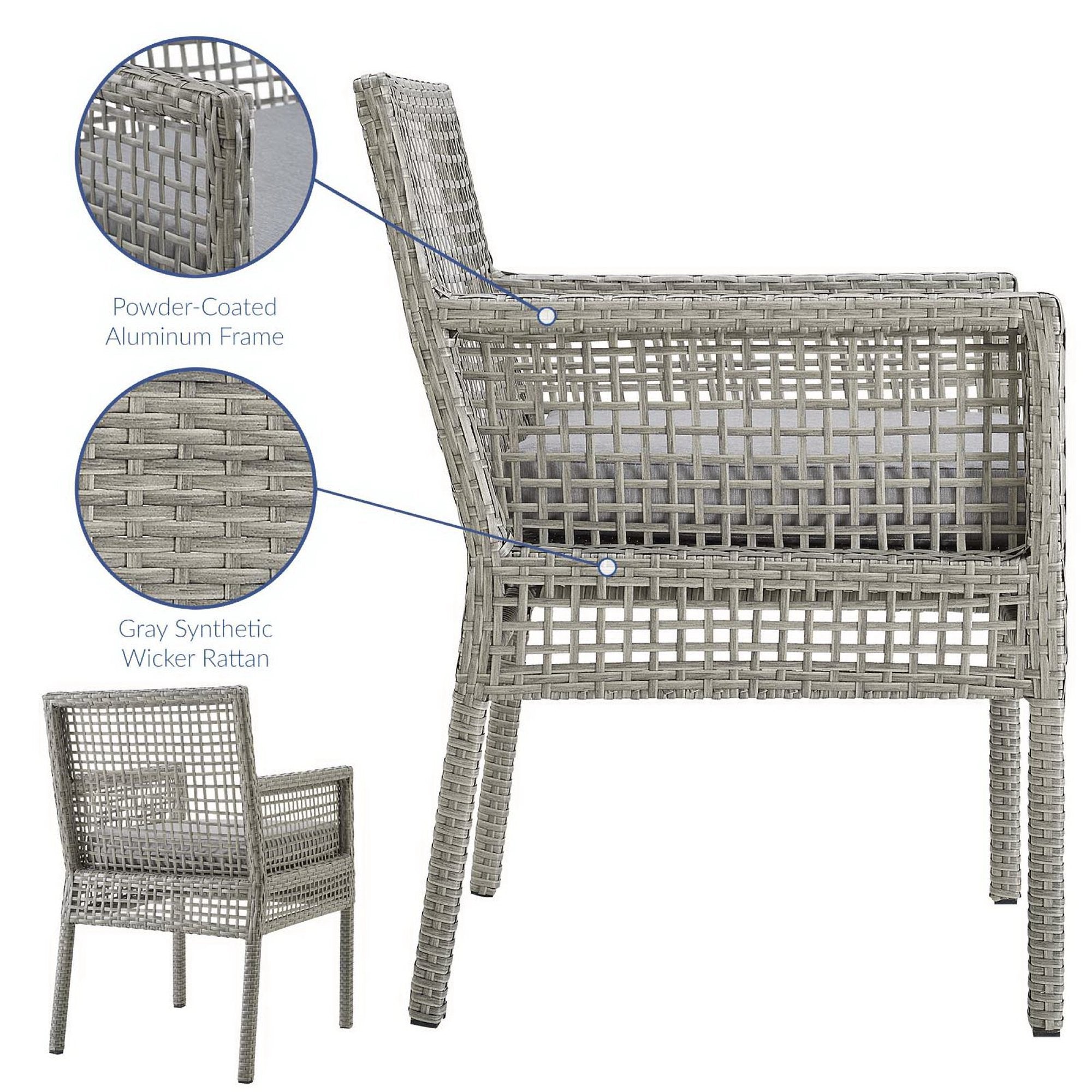 Modway Aura 7 Piece Outdoor Patio Wicker Rattan Set