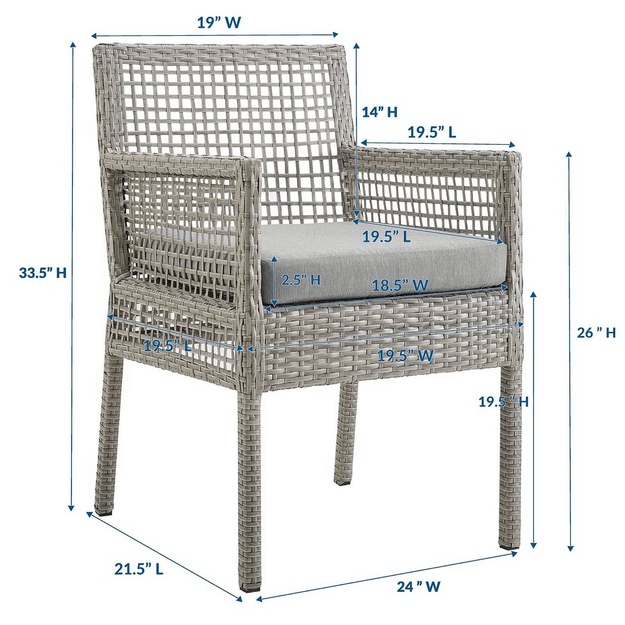 Modway Aura Outdoor Patio Wicker Rattan Dining Armchair