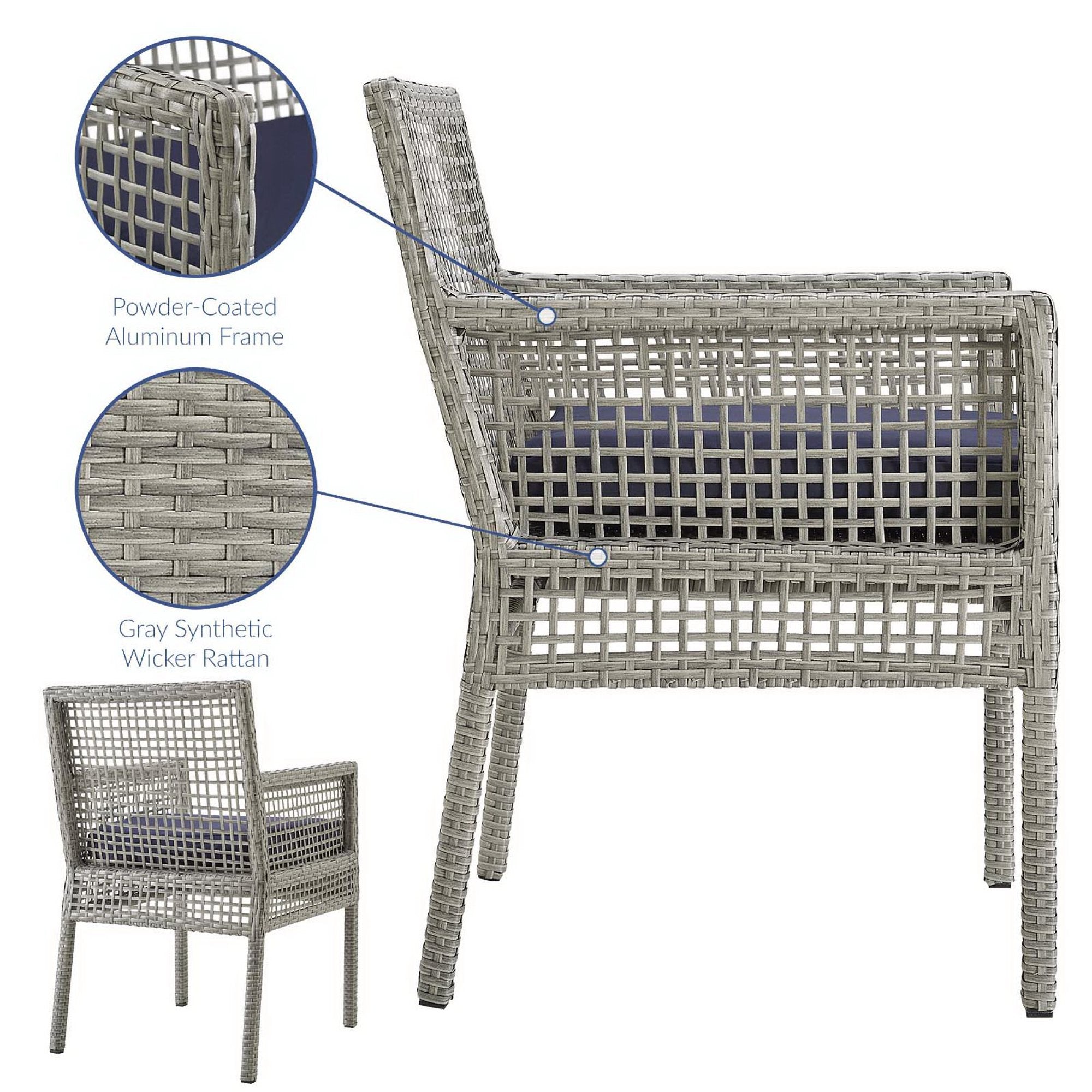 Modway Aura Outdoor Patio Wicker Rattan Dining Armchair