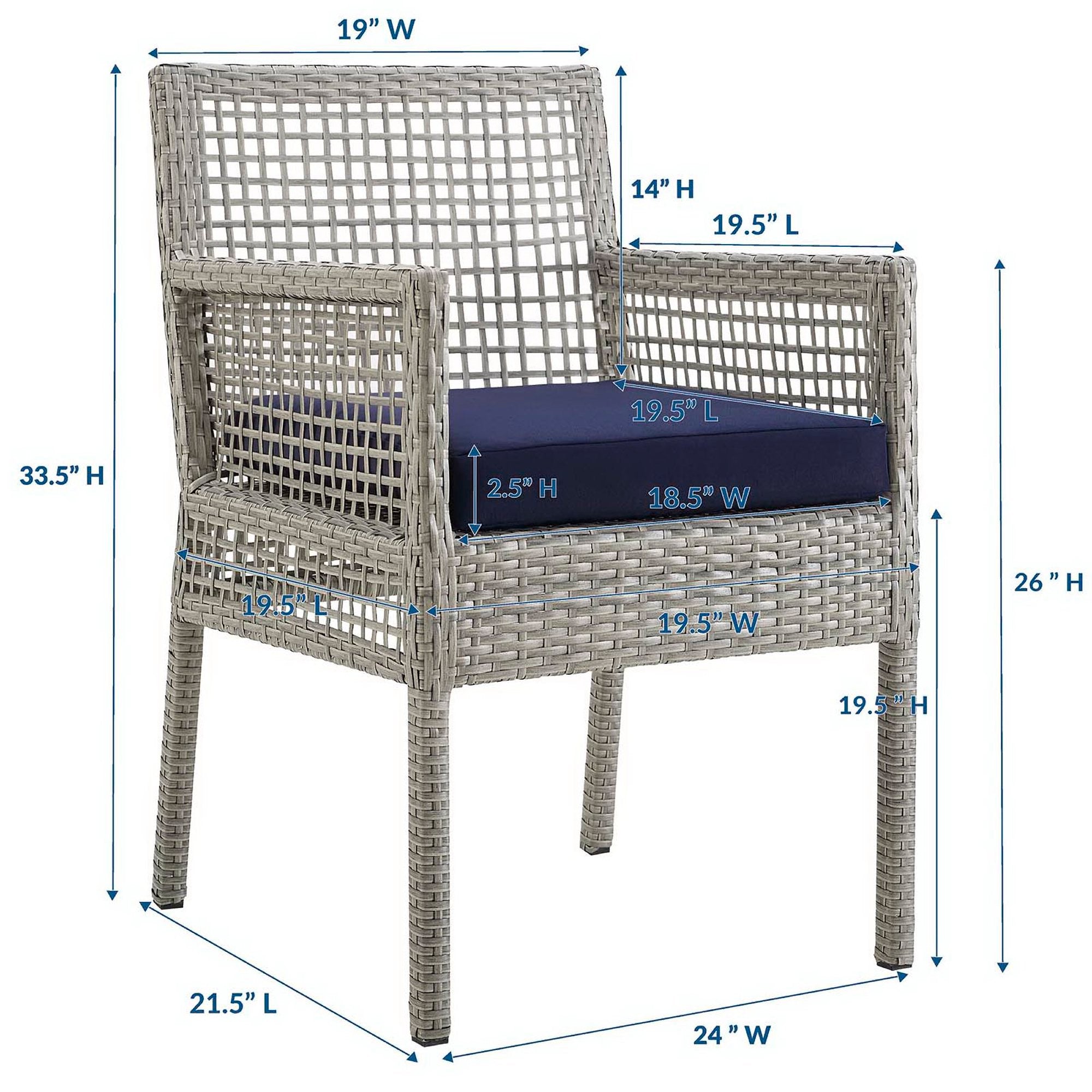 Modway Aura Outdoor Patio Wicker Rattan Dining Armchair