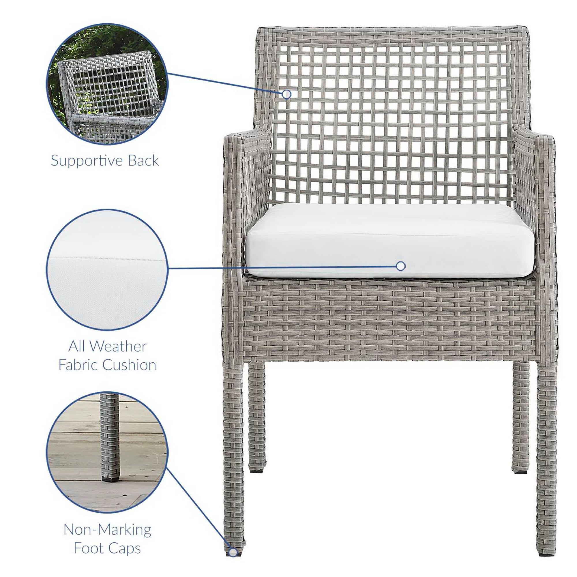 Modway Aura 7 Piece Outdoor Patio Wicker Rattan Set