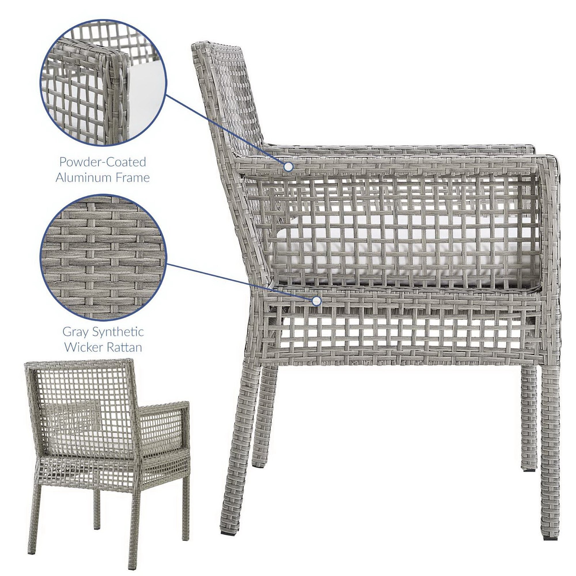 Modway Aura Outdoor Patio Wicker Rattan Dining Armchair