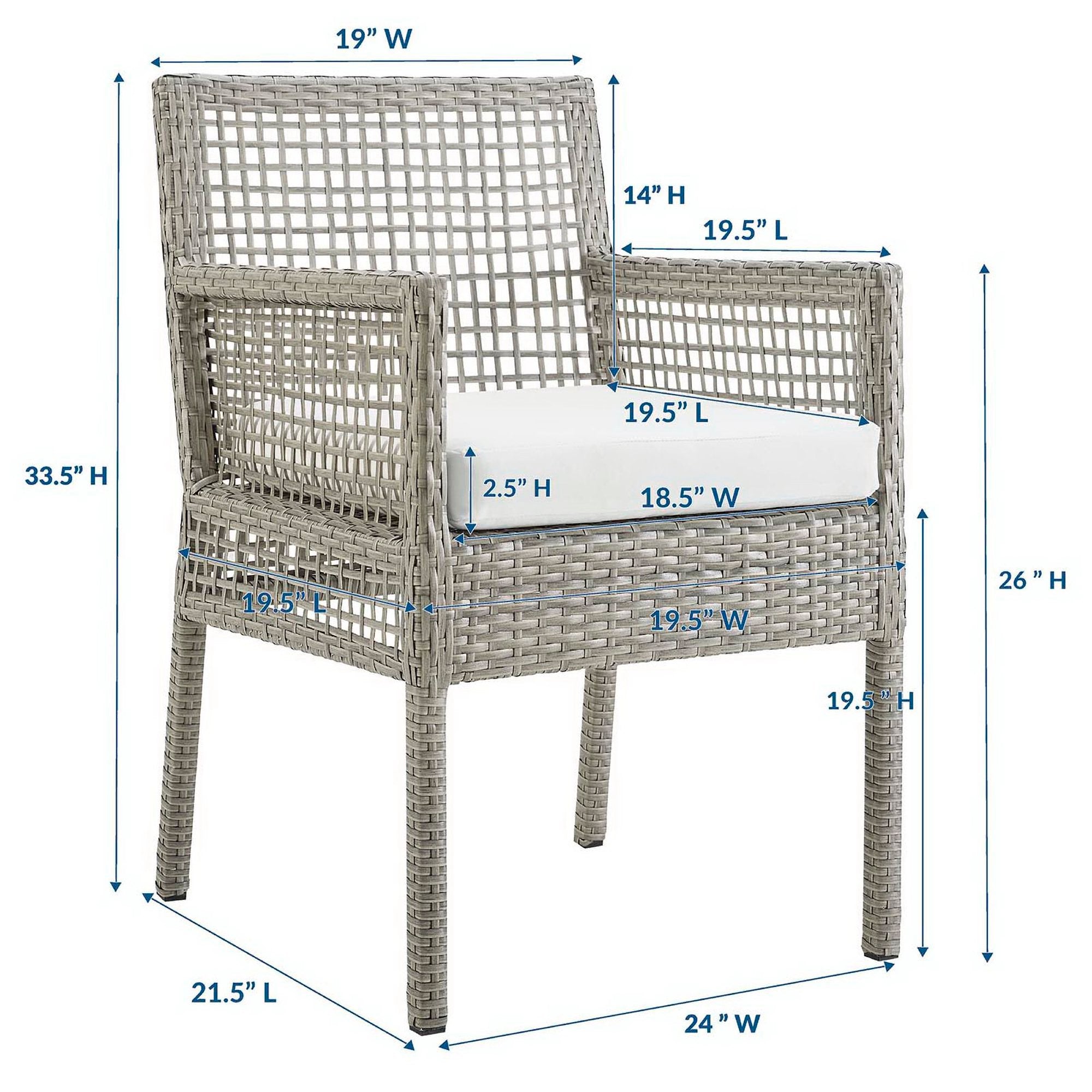 Modway Aura Outdoor Patio Wicker Rattan Dining Armchair