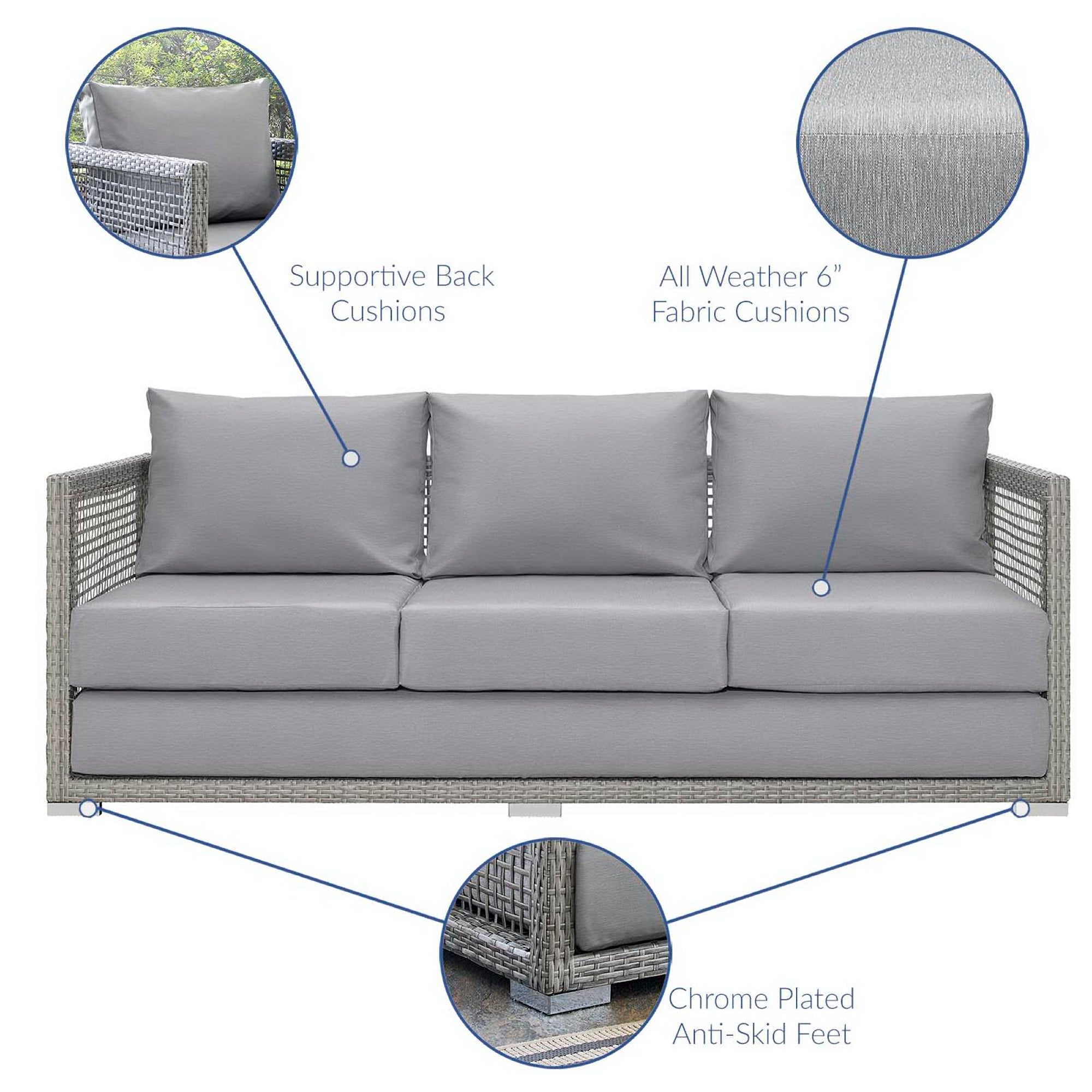 Modway Aura Outdoor Patio Wicker Rattan Sofa