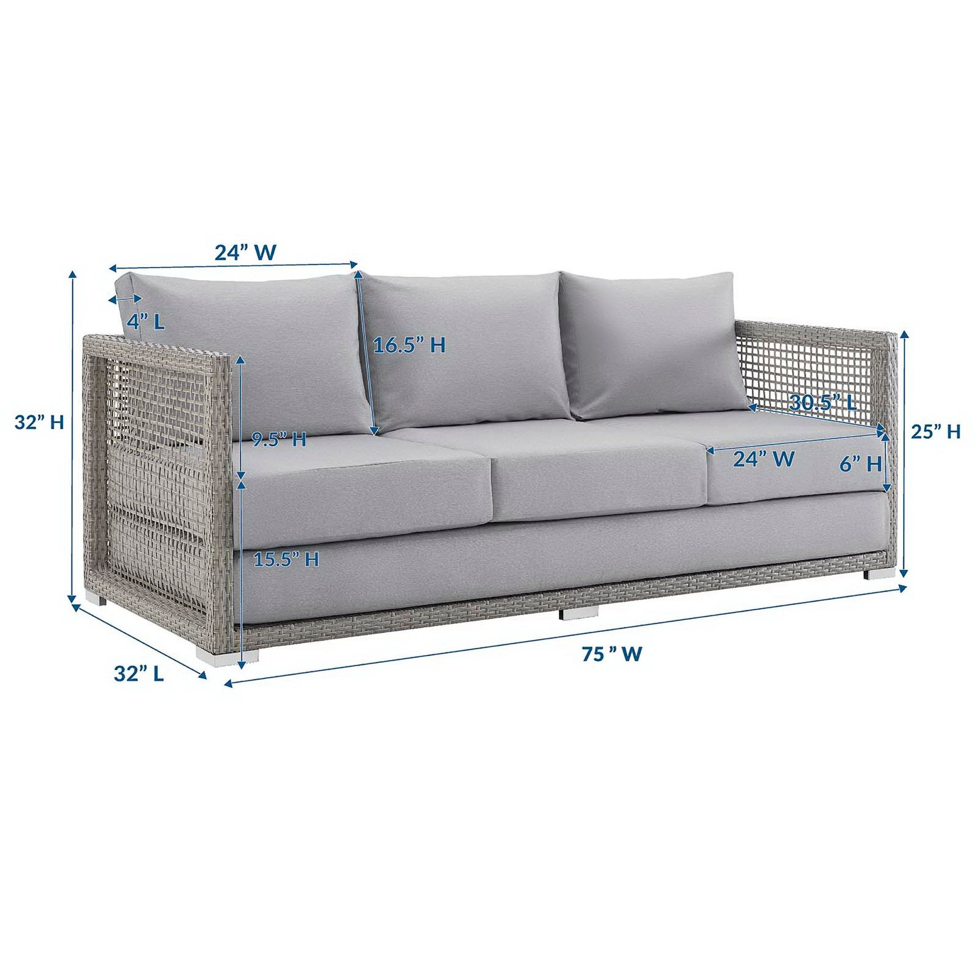 Modway Aura Outdoor Patio Wicker Rattan Sofa