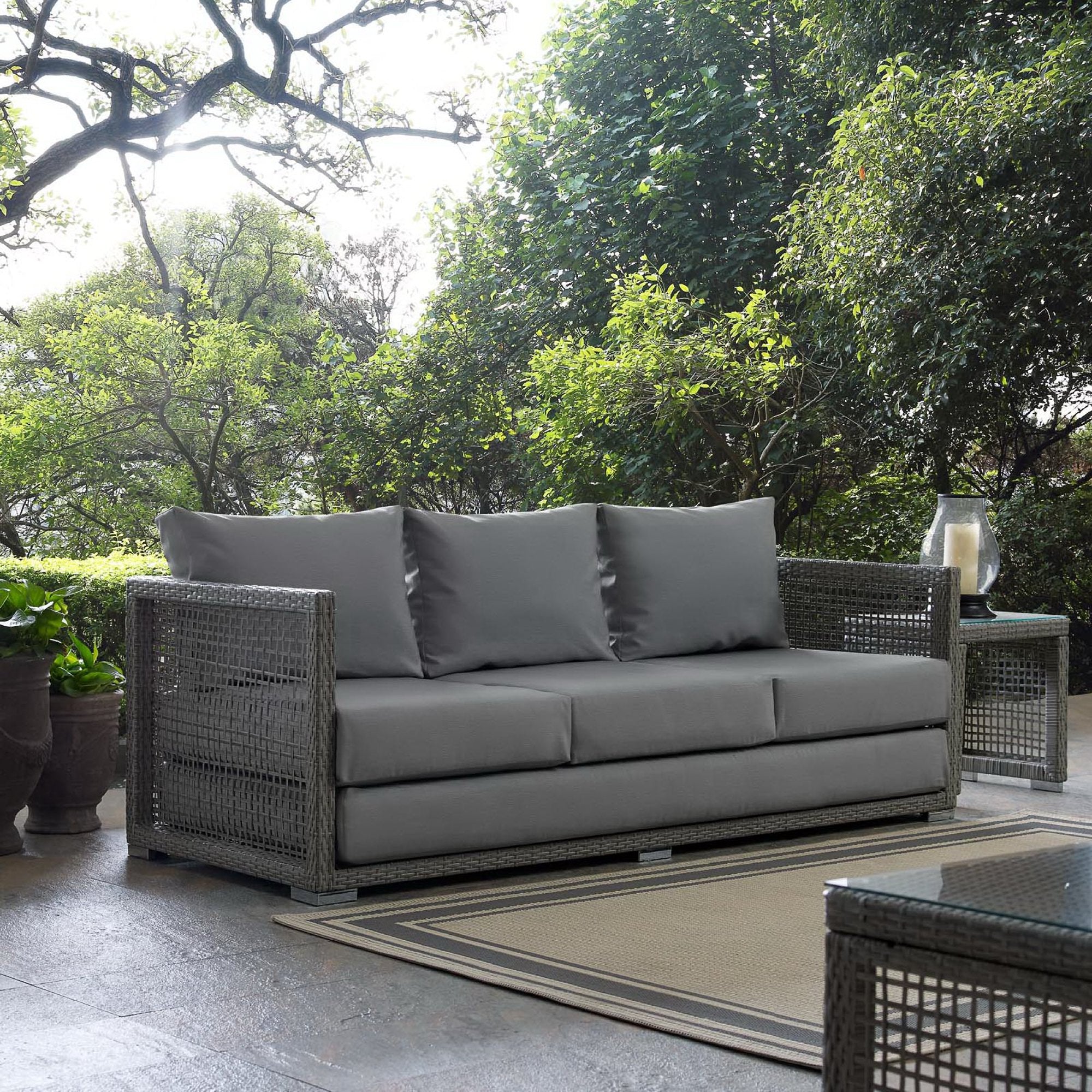 Modway Aura Outdoor Patio Wicker Rattan Sofa